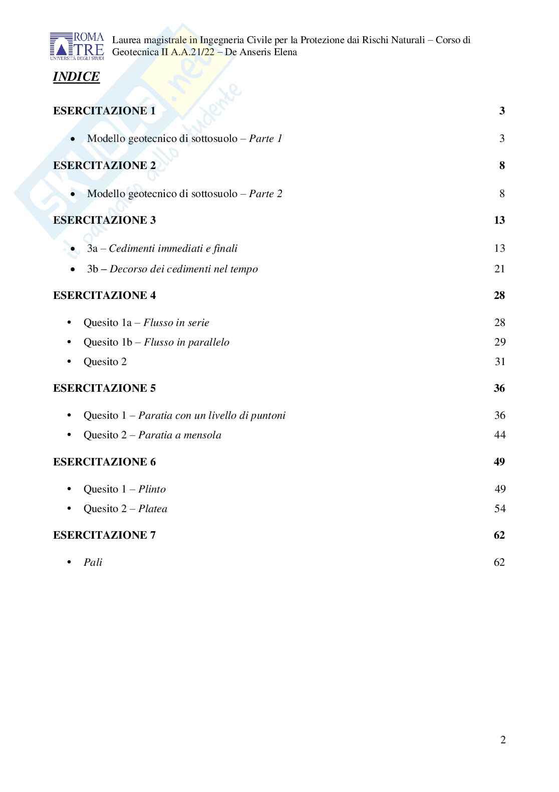 Esecitazione di Geotecnica svolte    Pag. 2