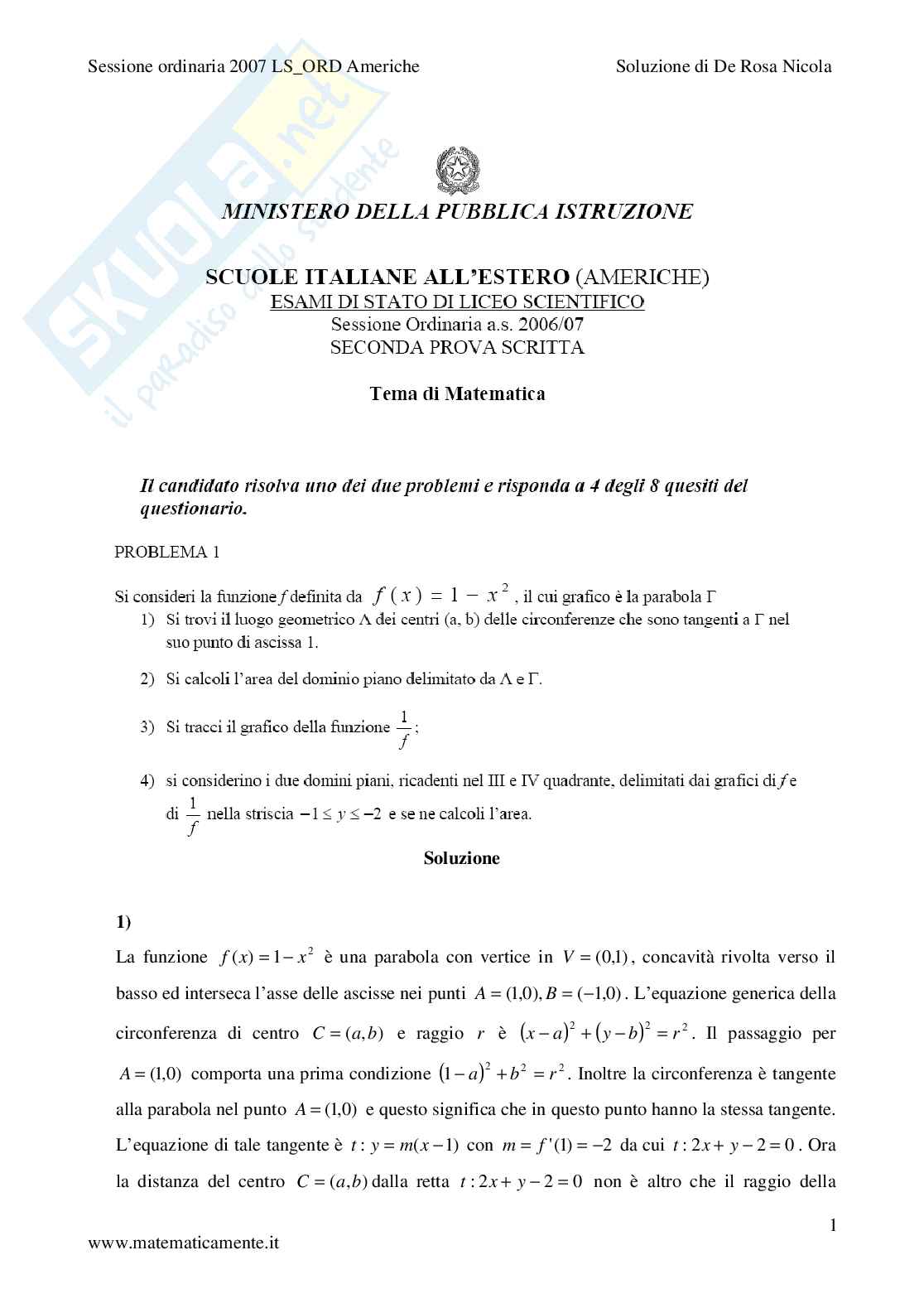 2007 - Liceo Scientifico - Scuole italiane all'estero (Americhe) Pag. 1