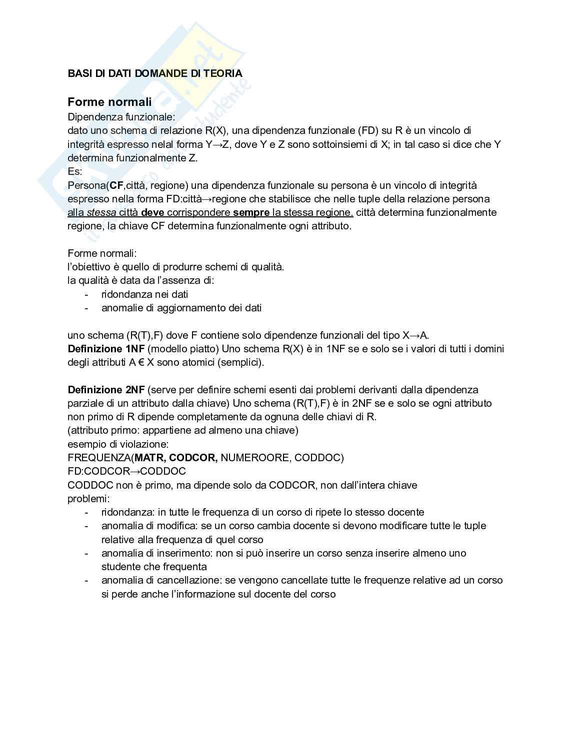Teoria Basi di dati Pag. 1