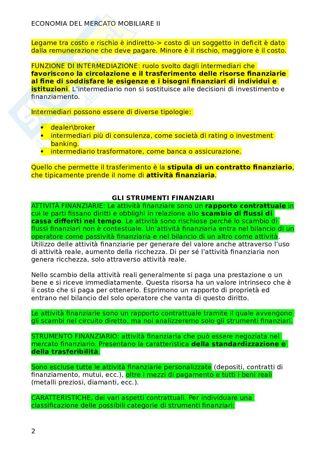 Seconda parte di Economia del mercato mobiliare Pag. 2