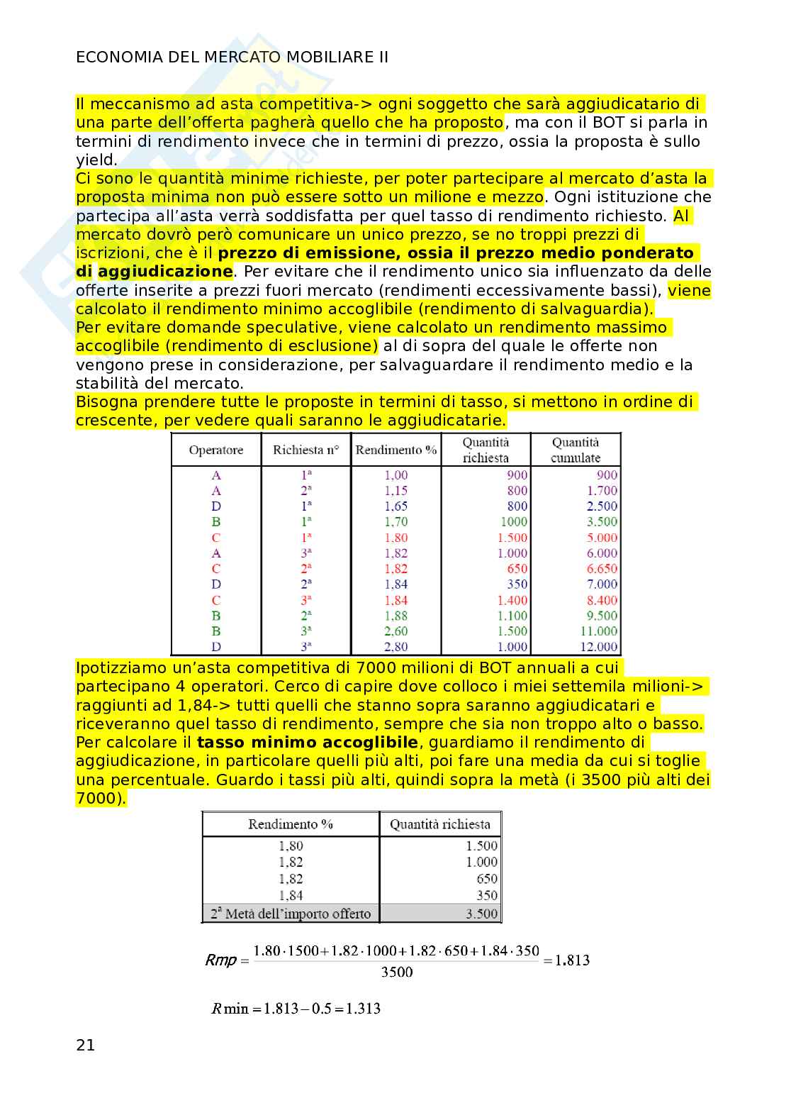 Seconda parte di Economia del mercato mobiliare Pag. 21