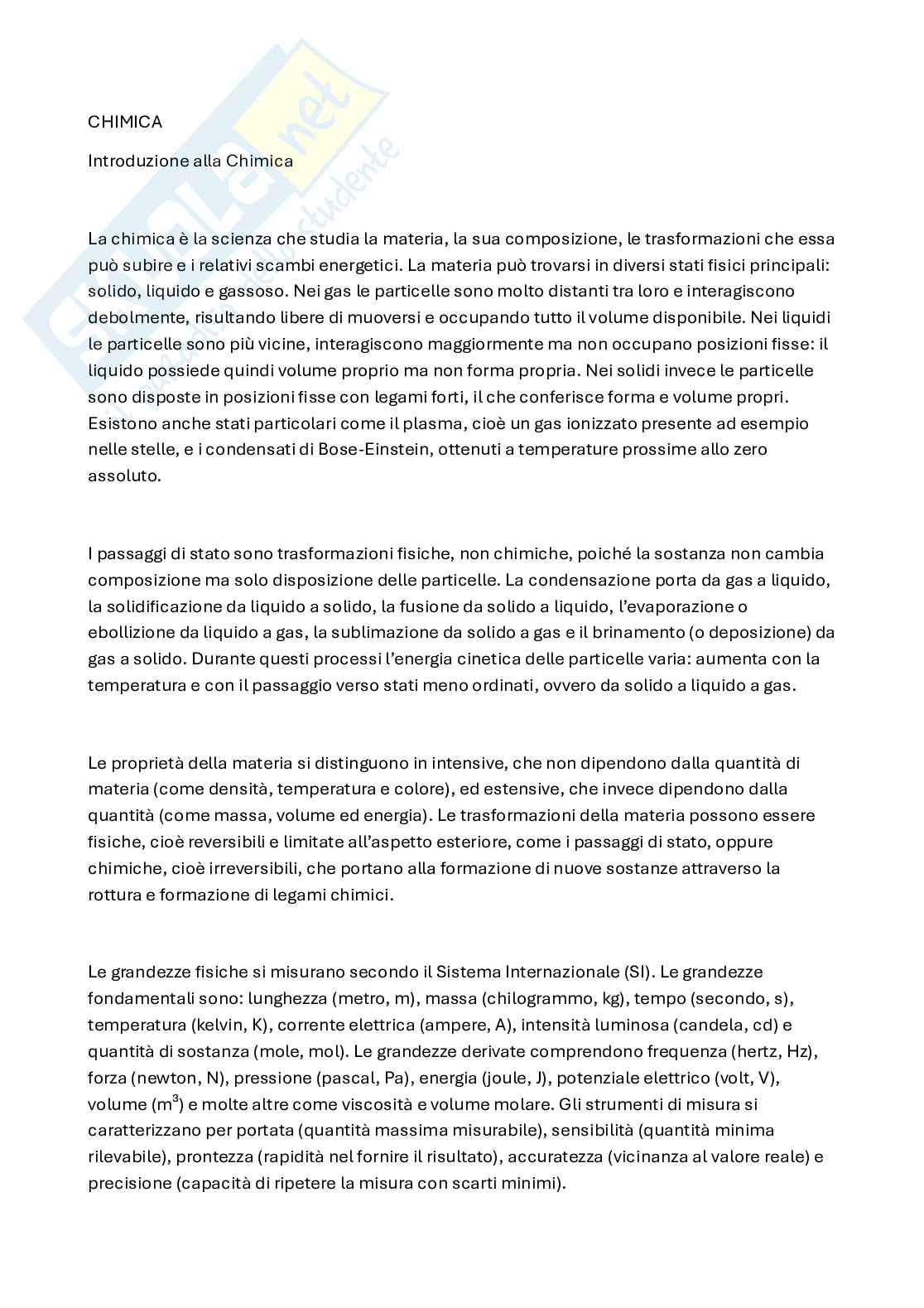 Chimica e propedeutica biochimica Pag. 1