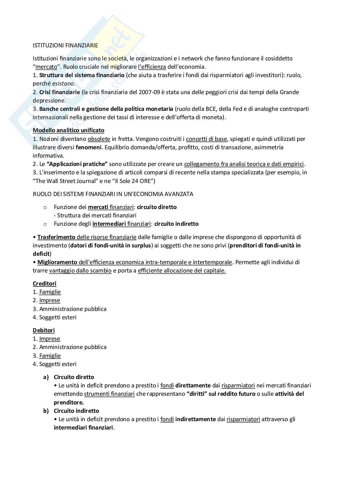 Teoria del mercato finanziario teoria Pag. 2