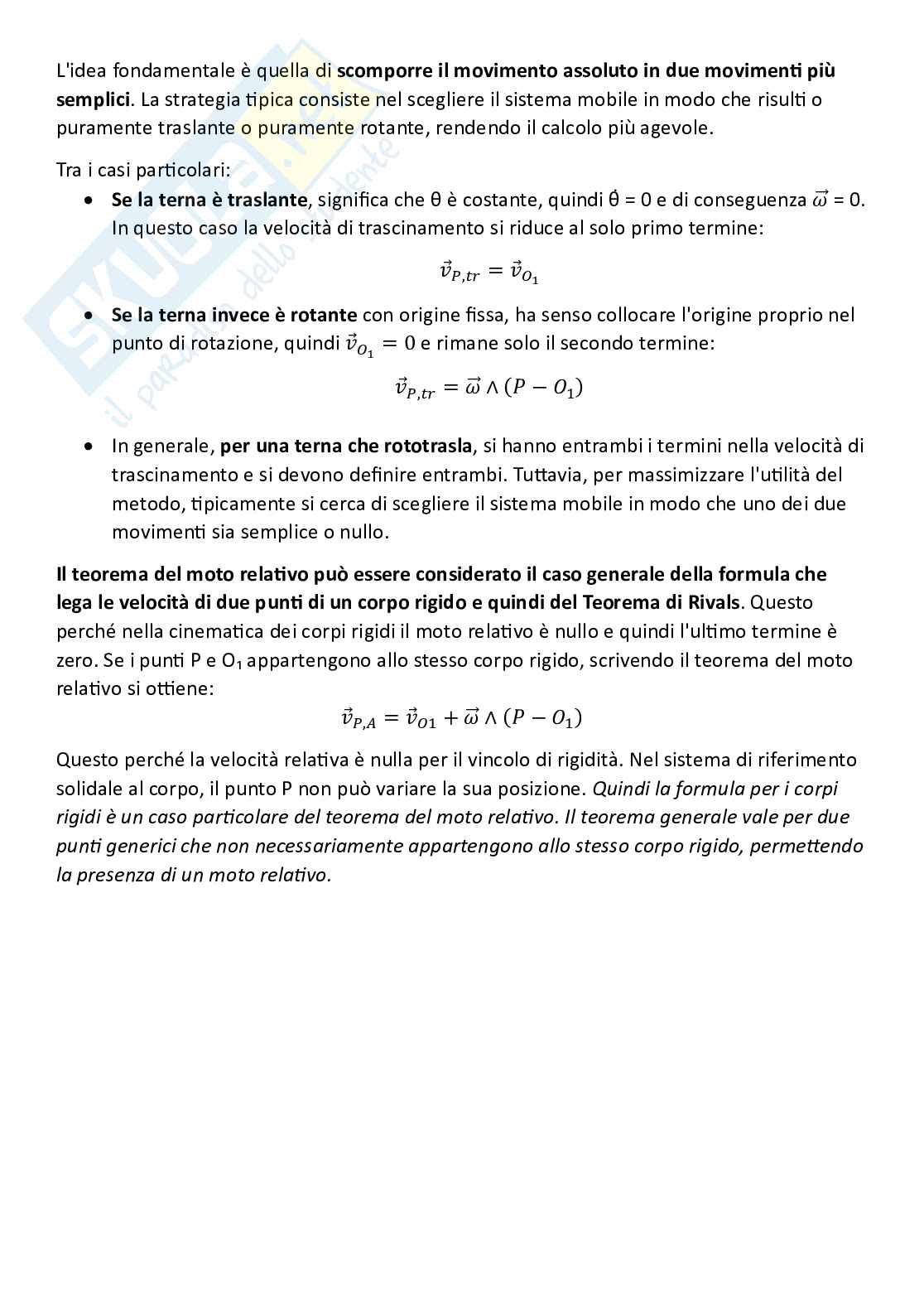 Fondamenti di meccanica teorica ed applicata (parte 4): teorema di Rivals e teorema dei moti relativi per la cinematica del corpo rigido Pag. 16