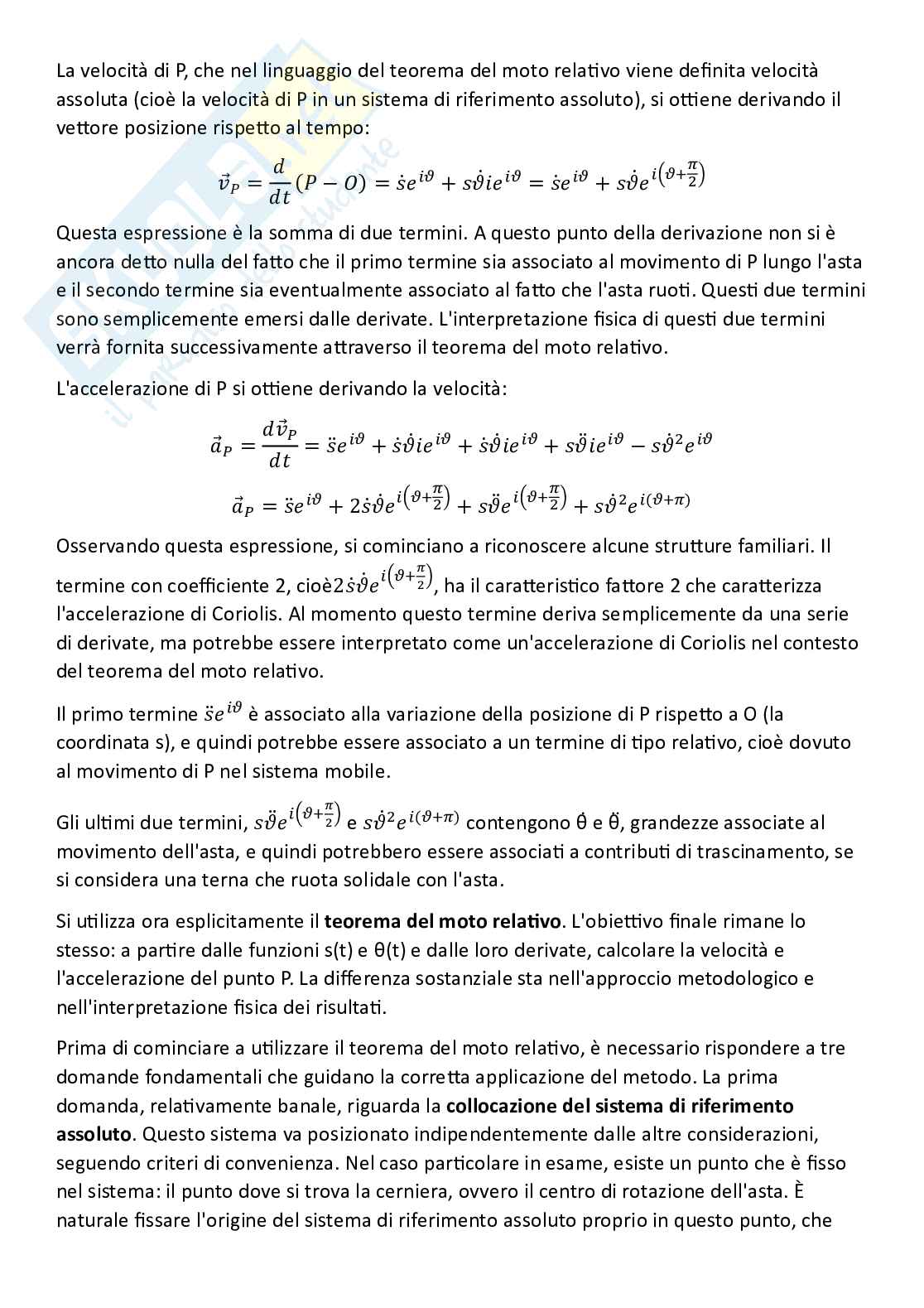 Fondamenti di meccanica teorica ed applicata (parte 4): teorema di Rivals e teorema dei moti relativi per la cinematica del corpo rigido Pag. 21