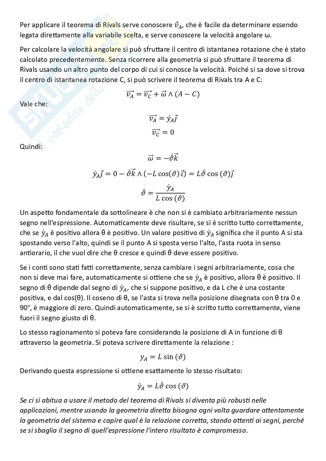 Fondamenti di meccanica teorica ed applicata (parte 4): teorema di Rivals e teorema dei moti relativi per la cinematica del corpo rigido Pag. 6