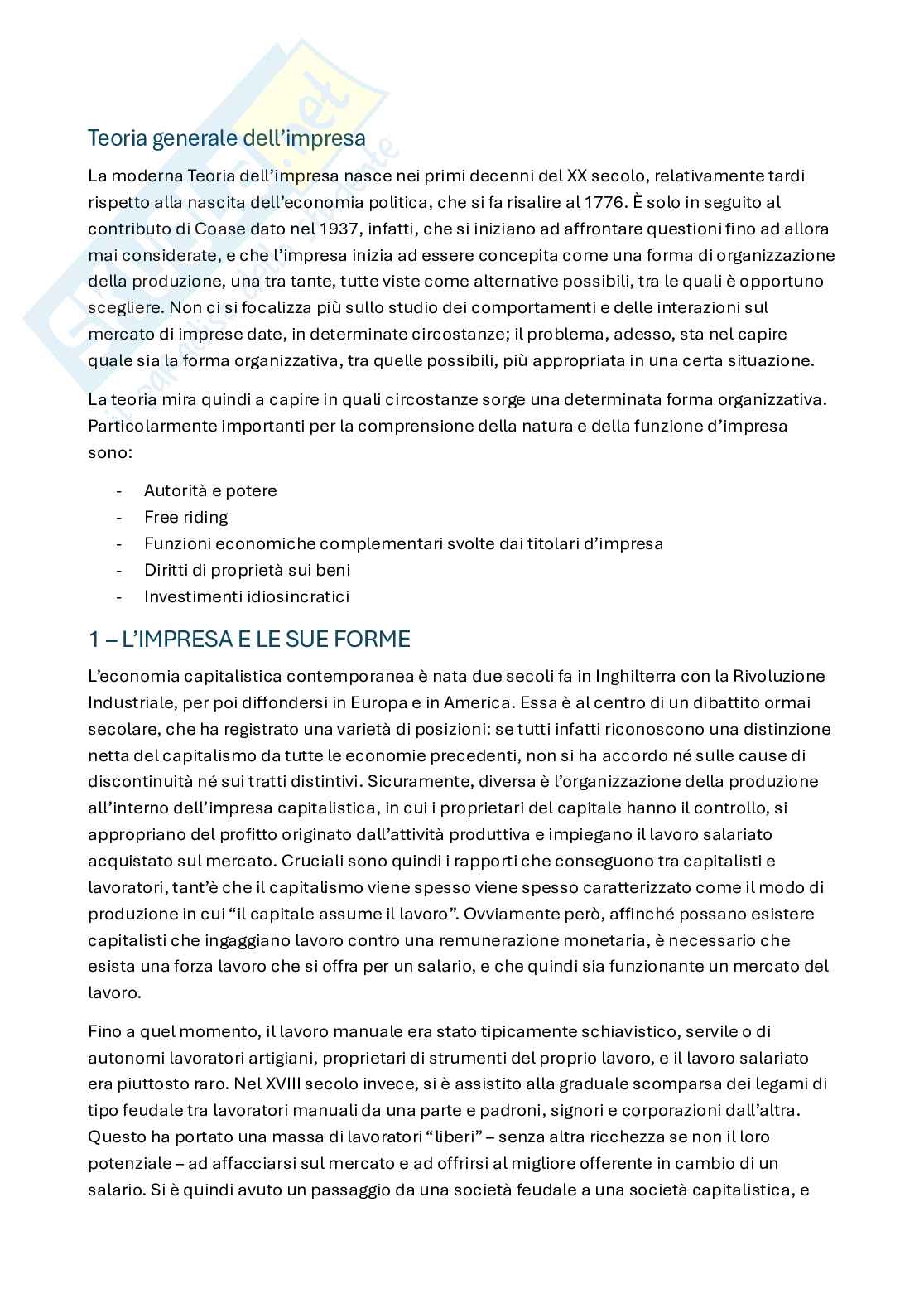 Appunti di Economia dell'organizzazione  Pag. 1