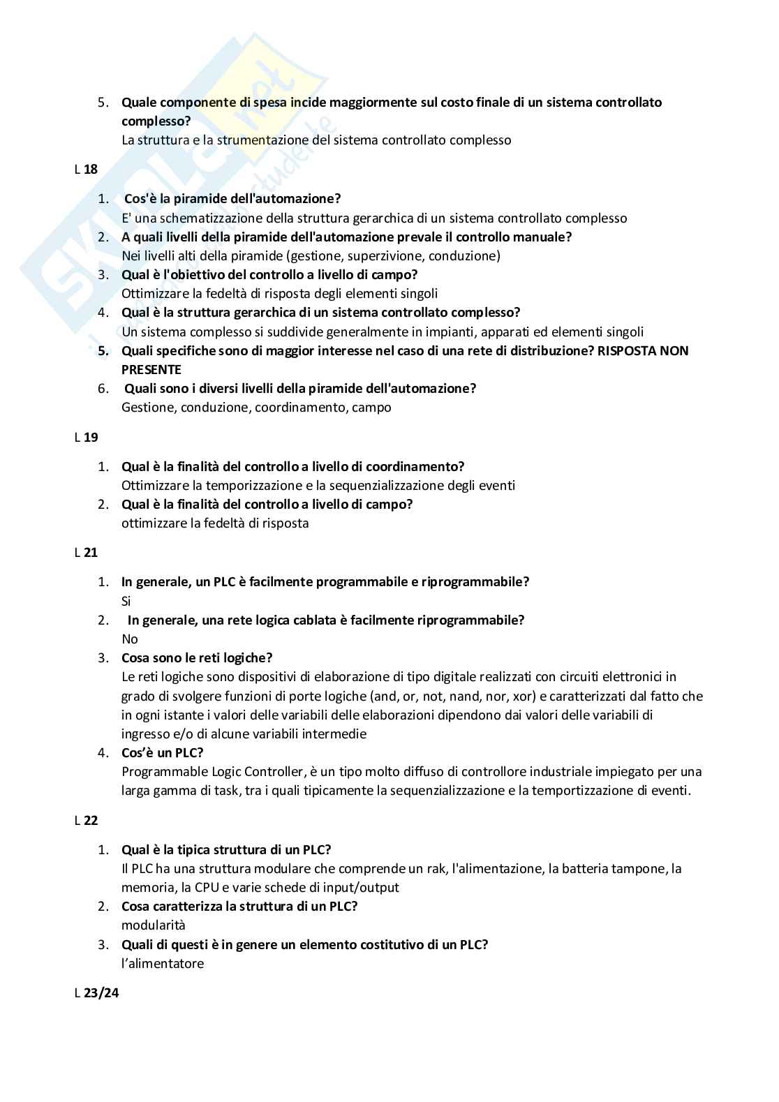 Paniere multiple Sistemi di controllo avanzati  Pag. 6