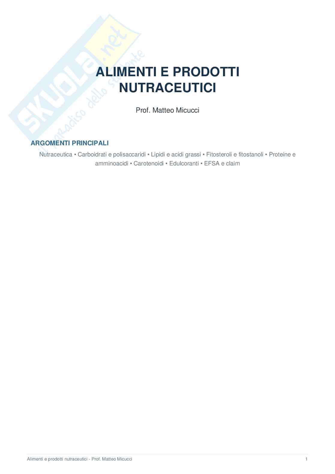 Alimenti e Prodotti Nutraceutici – Domande d’esame Pag. 1