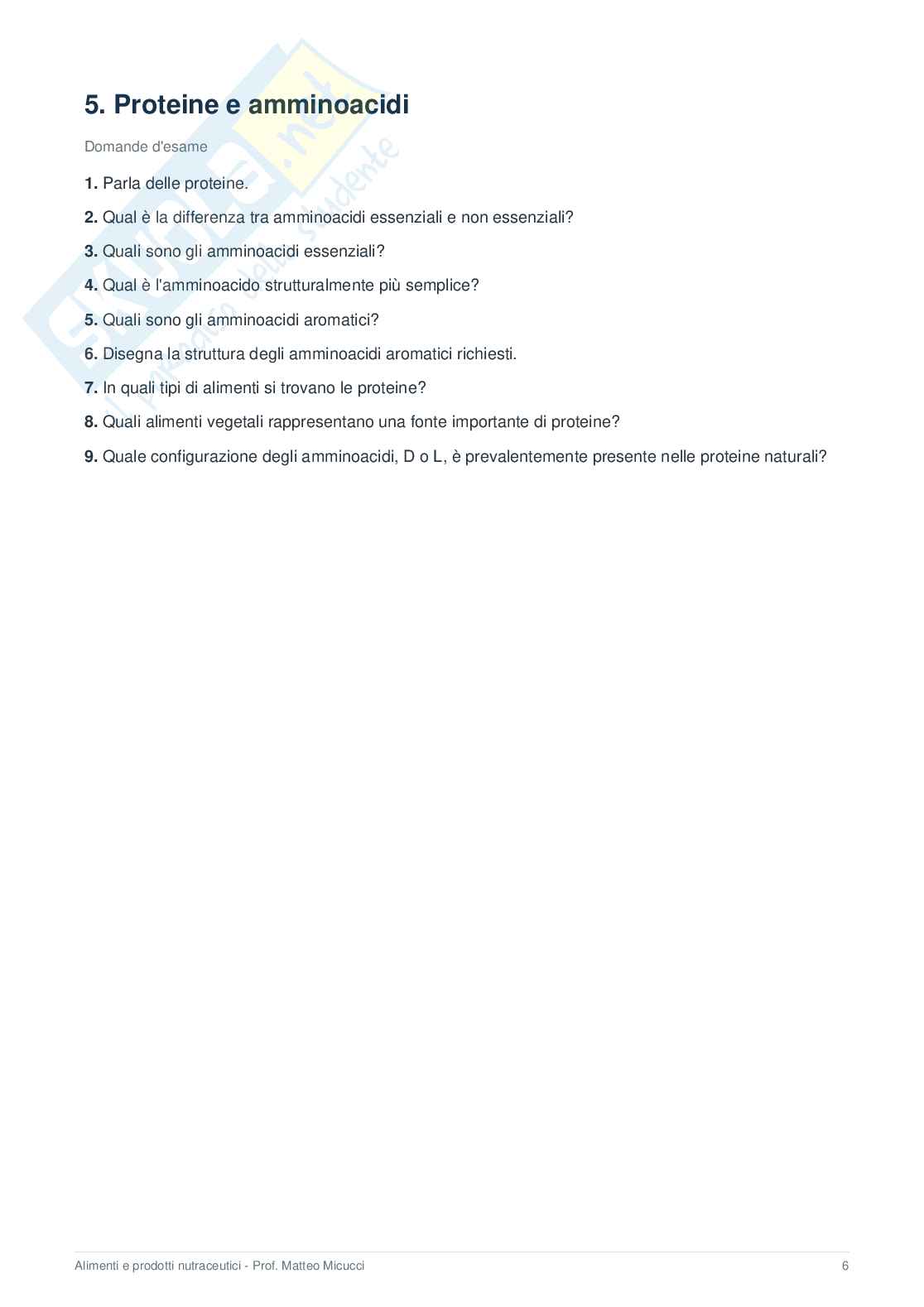 Alimenti e Prodotti Nutraceutici – Domande d’esame Pag. 6
