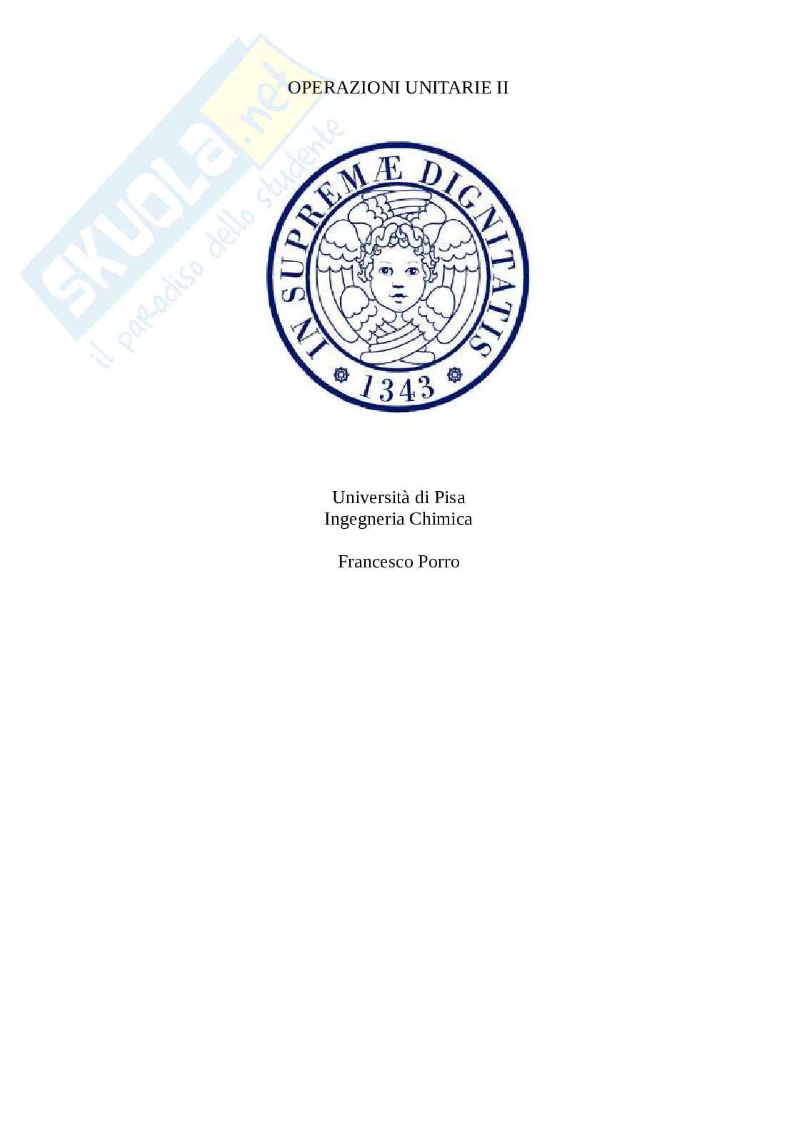 Progettazione impianti chimici - operazioni unitarie II Pag. 1