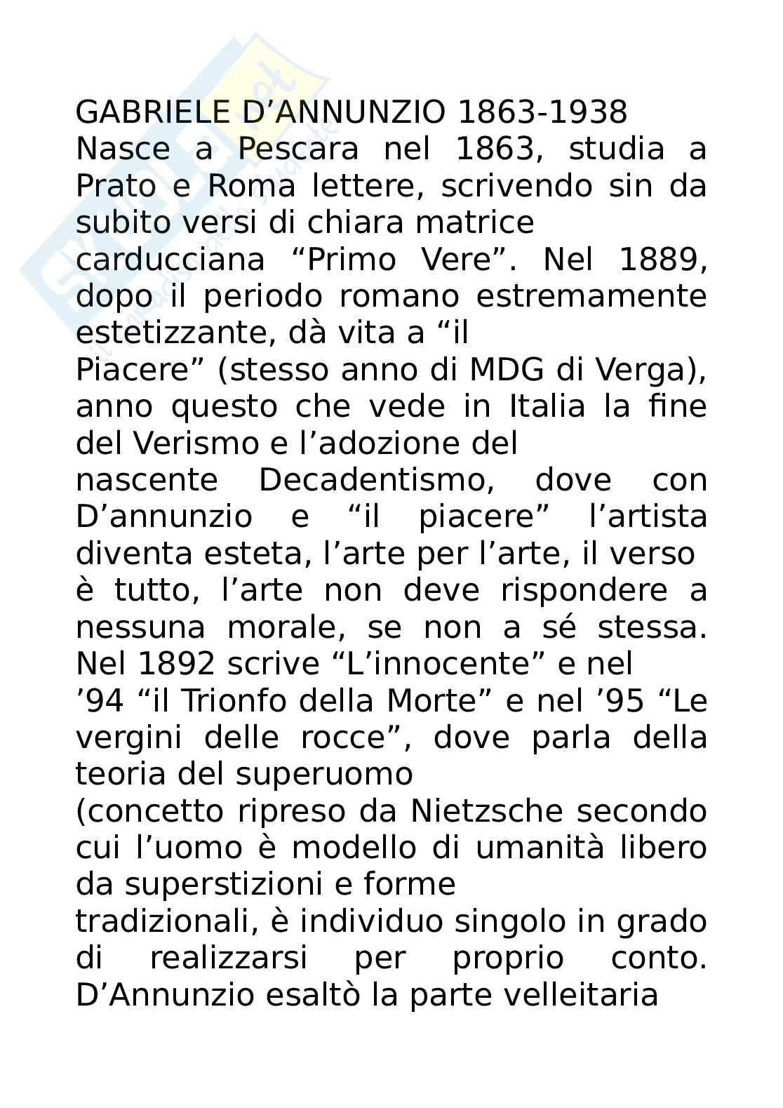 Riassunto esame Letteratura italiana I, Prof. Del Gatto Antonella, libro consigliato Letteratura italiana. Un metodo di studio, Gino Tellini Pag. 1