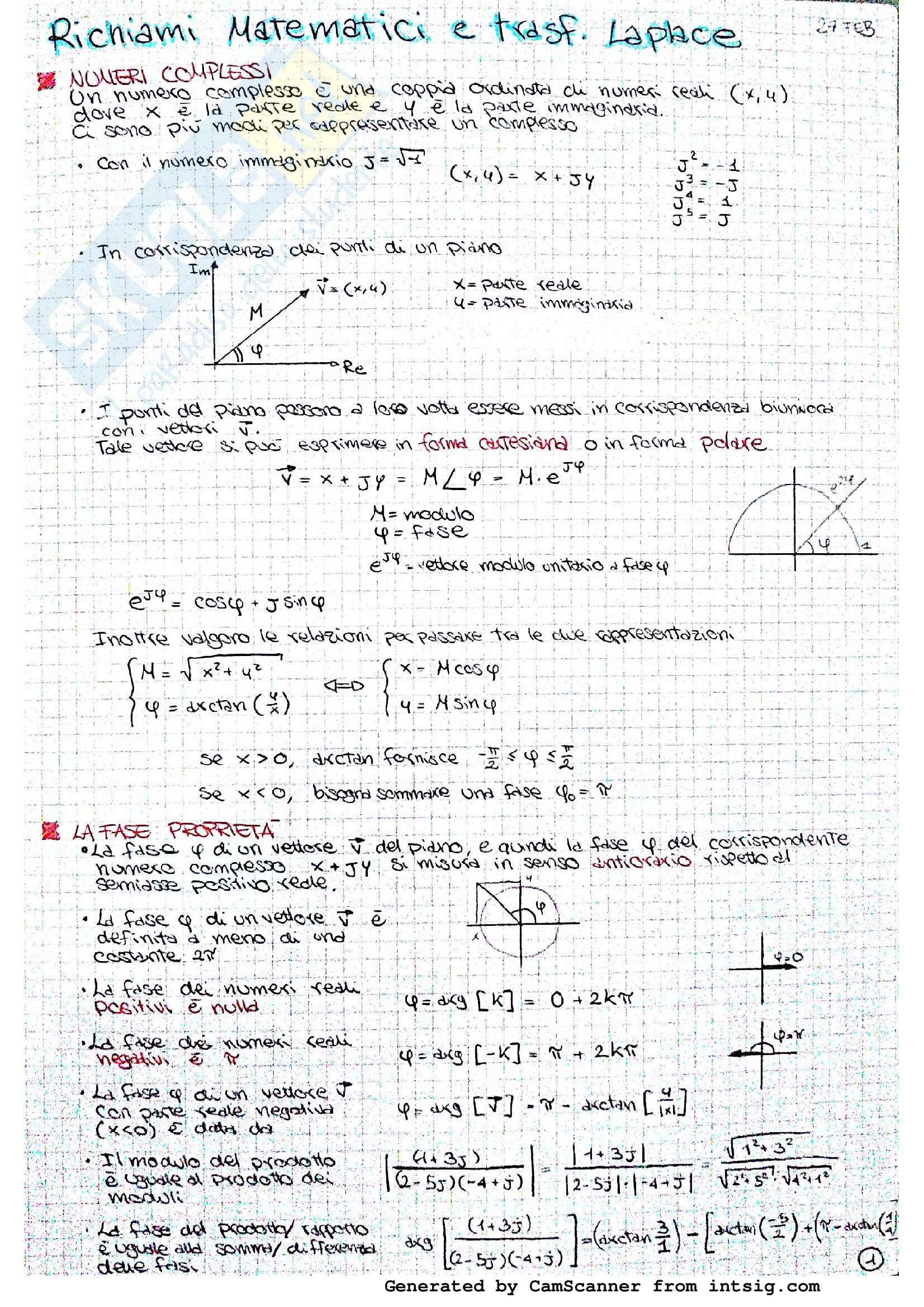Controlli Automatici - Appunti - Richiami Matematici Pag. 2