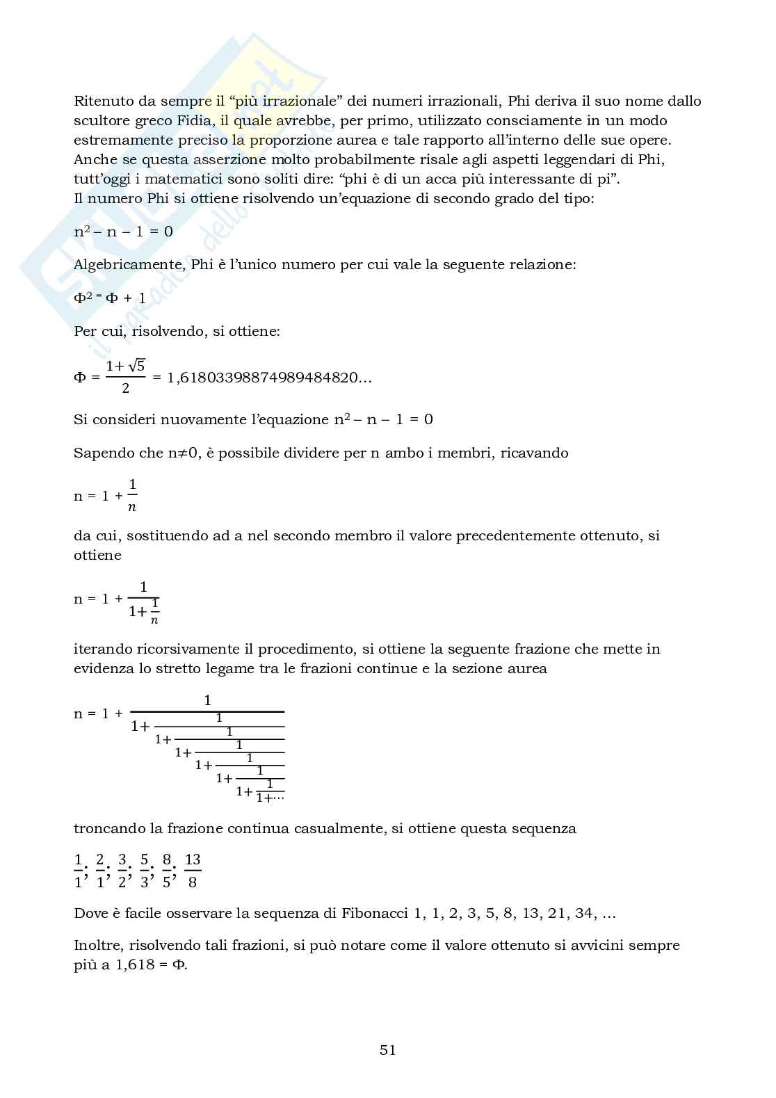 La sezione aurea Pag. 51