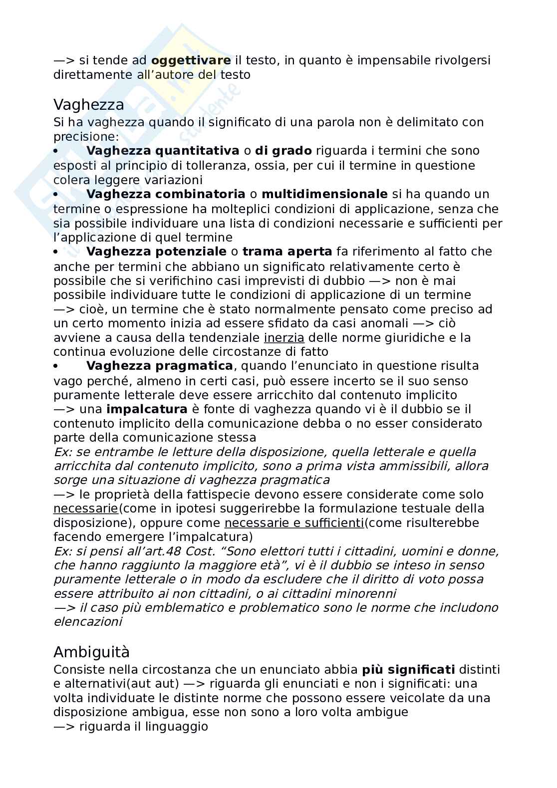 Riassunto esame Logica e argomentazione giuridica, Prof. Pino Giorgio, libro consigliato L'interpretazione del diritto, Pino Pag. 11