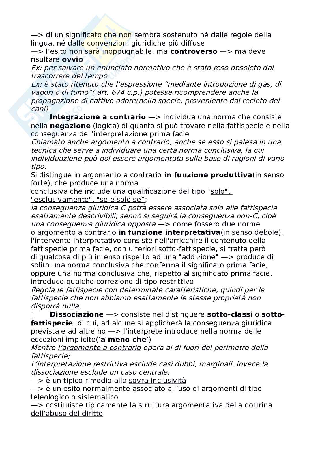 Riassunto esame Logica e argomentazione giuridica, Prof. Pino Giorgio, libro consigliato L'interpretazione del diritto, Pino Pag. 21