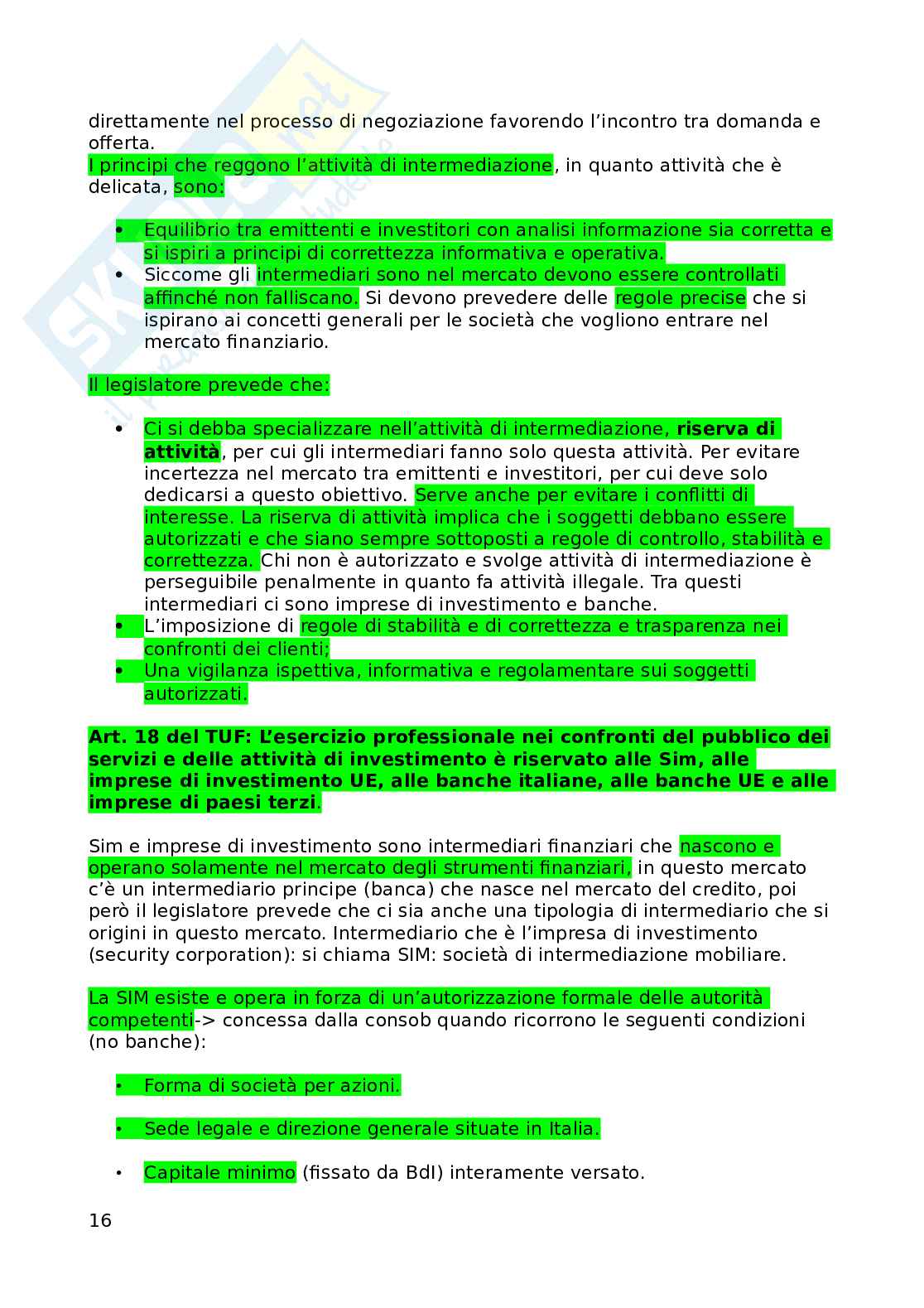 Prima parte di Economia del mercato mobiliare Pag. 16