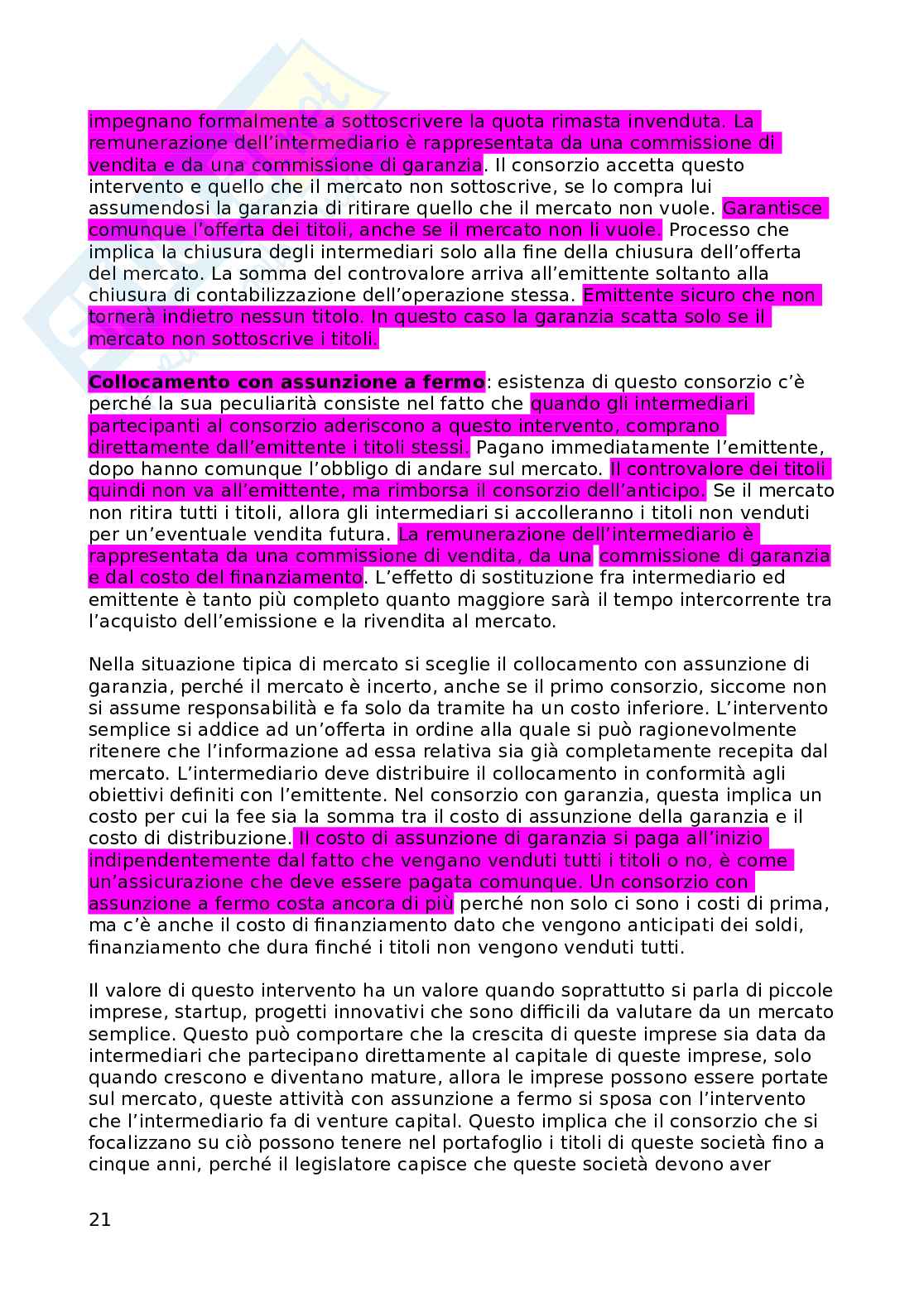 Prima parte di Economia del mercato mobiliare Pag. 21