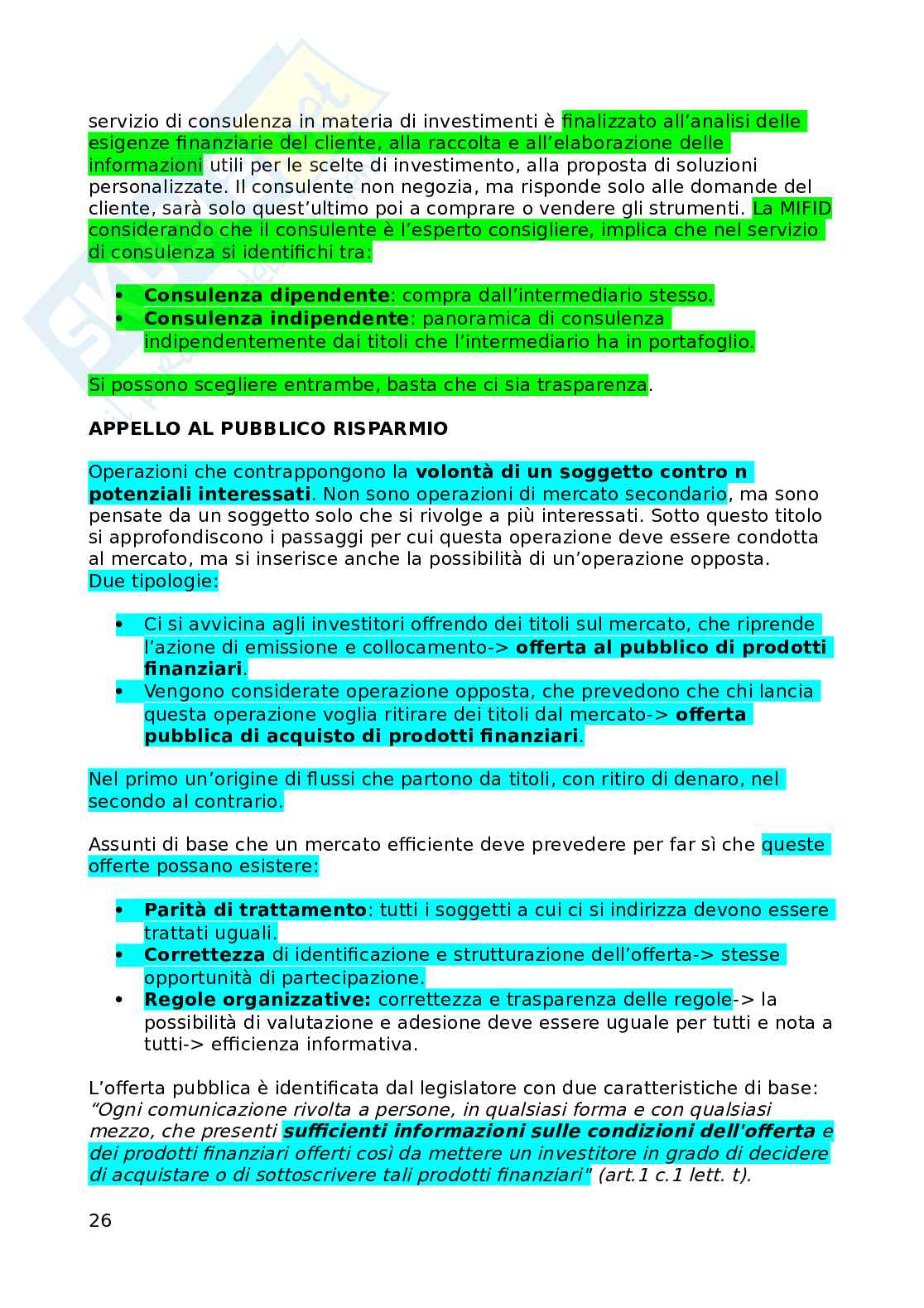 Prima parte di Economia del mercato mobiliare Pag. 26
