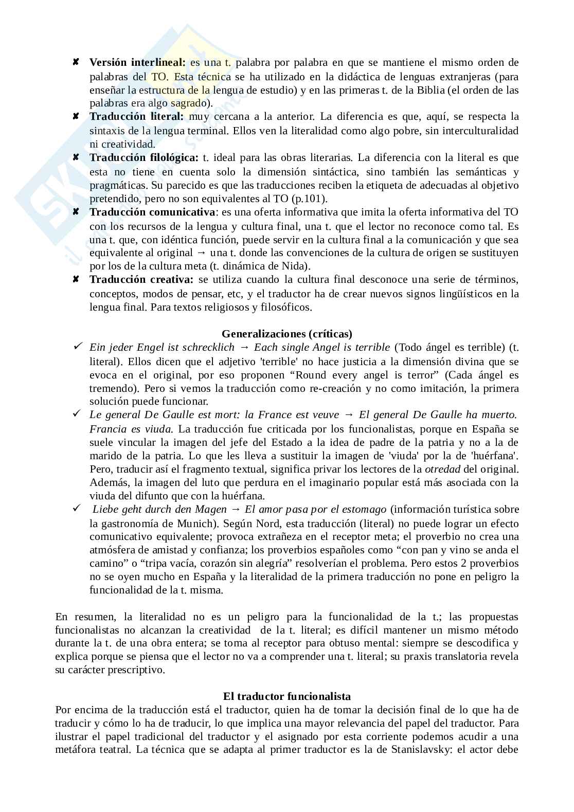 Riassunto esame Lingua Spagnola, prof Mininni, libro consigliato La selva de la traduccion, Moya Pag. 11