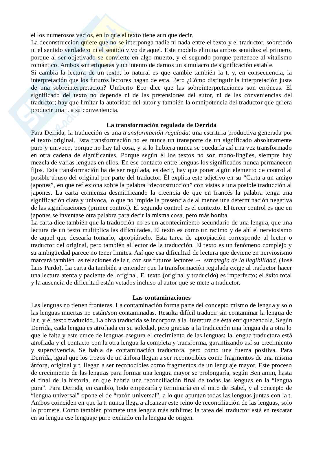 Riassunto esame Lingua Spagnola, prof Mininni, libro consigliato La selva de la traduccion, Moya Pag. 21