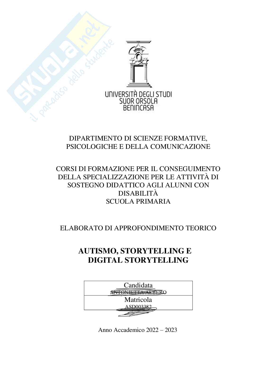 Autismo, storytelling e digital storytelling Pag. 1