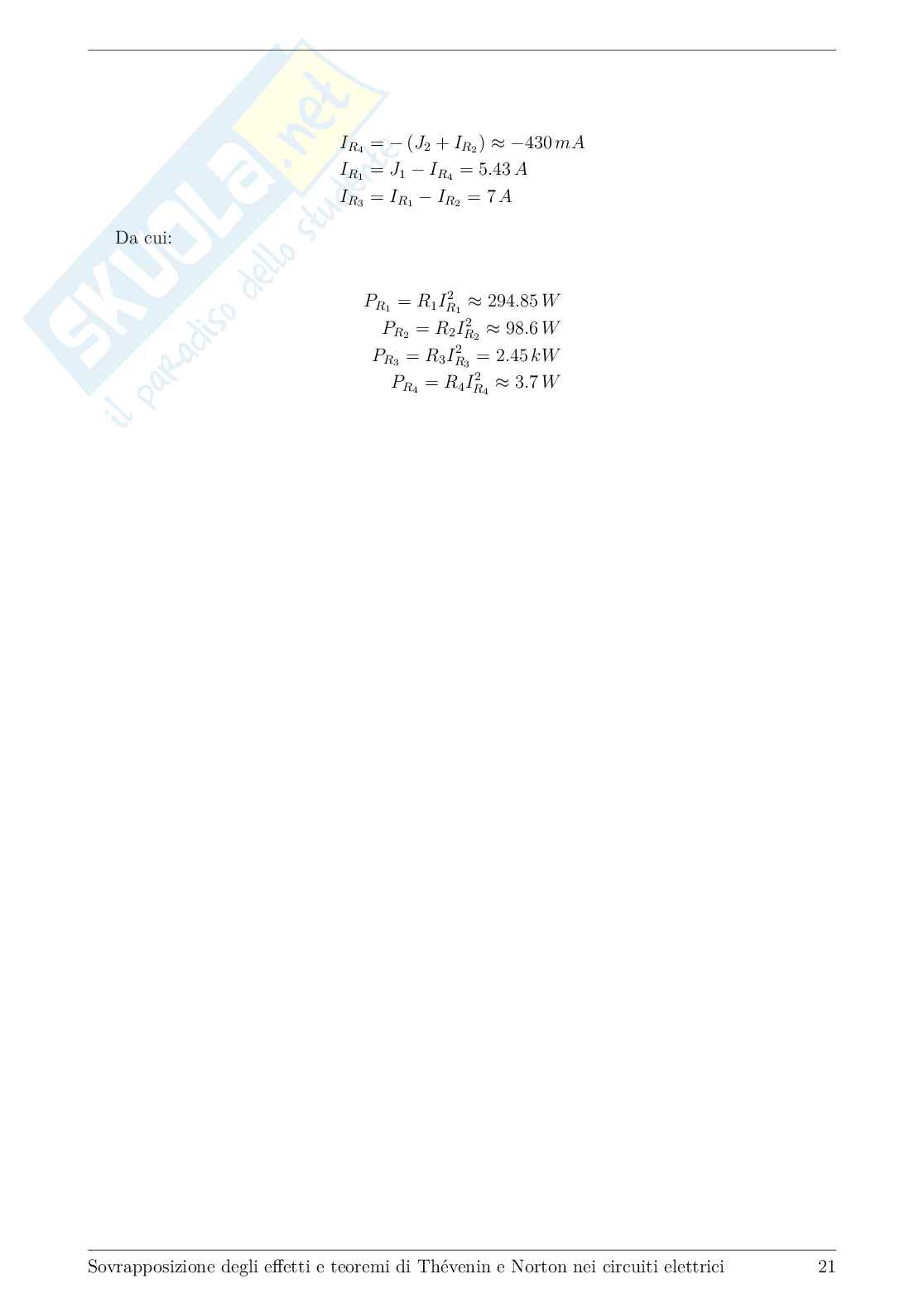 Elettrotecnica 1 – Sovrapposizione degli effetti, Thévenin e Norton (teoria + esercizi svolti) Pag. 21