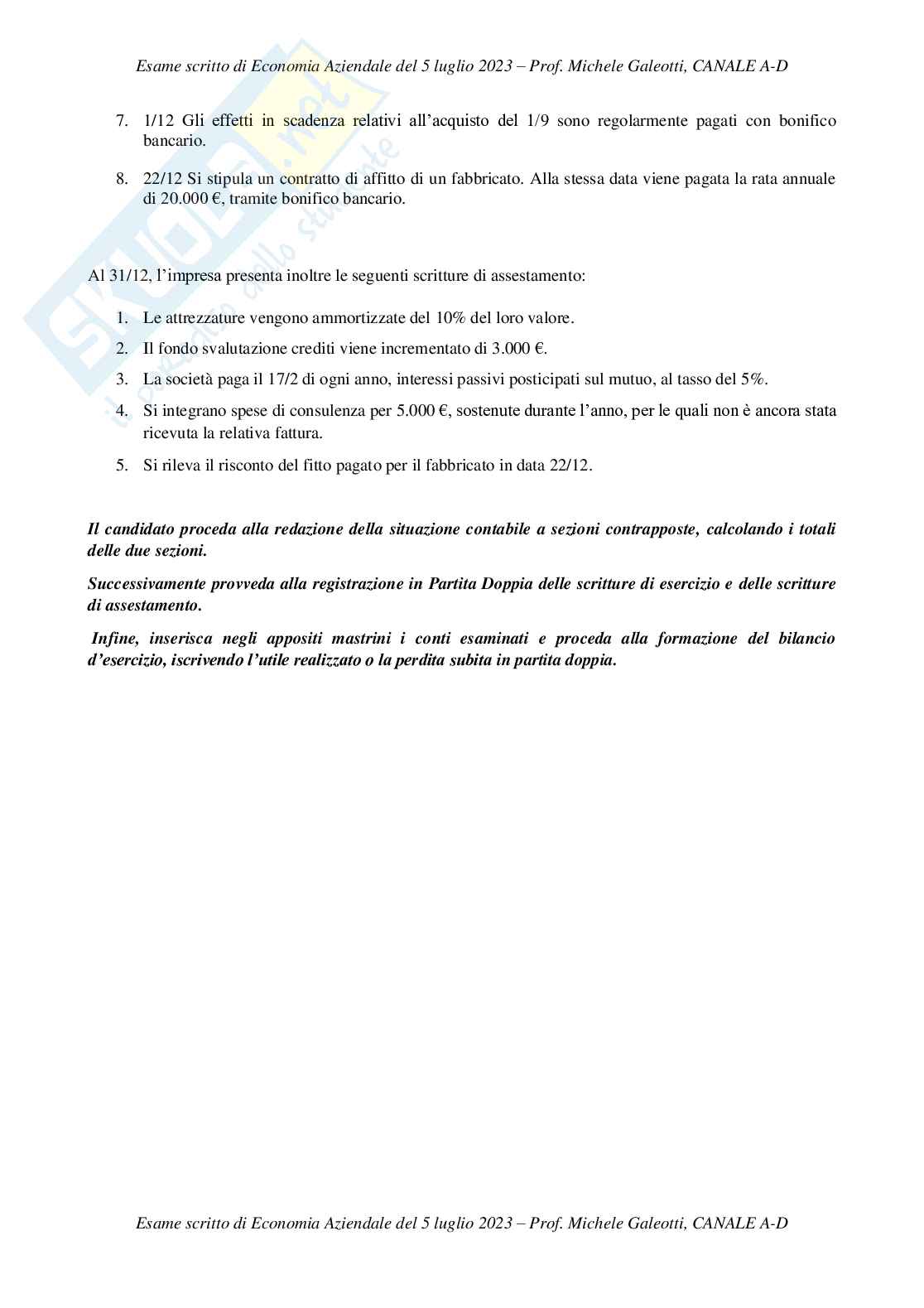 Prova svolta d'esame di Economia aziendale Pag. 2