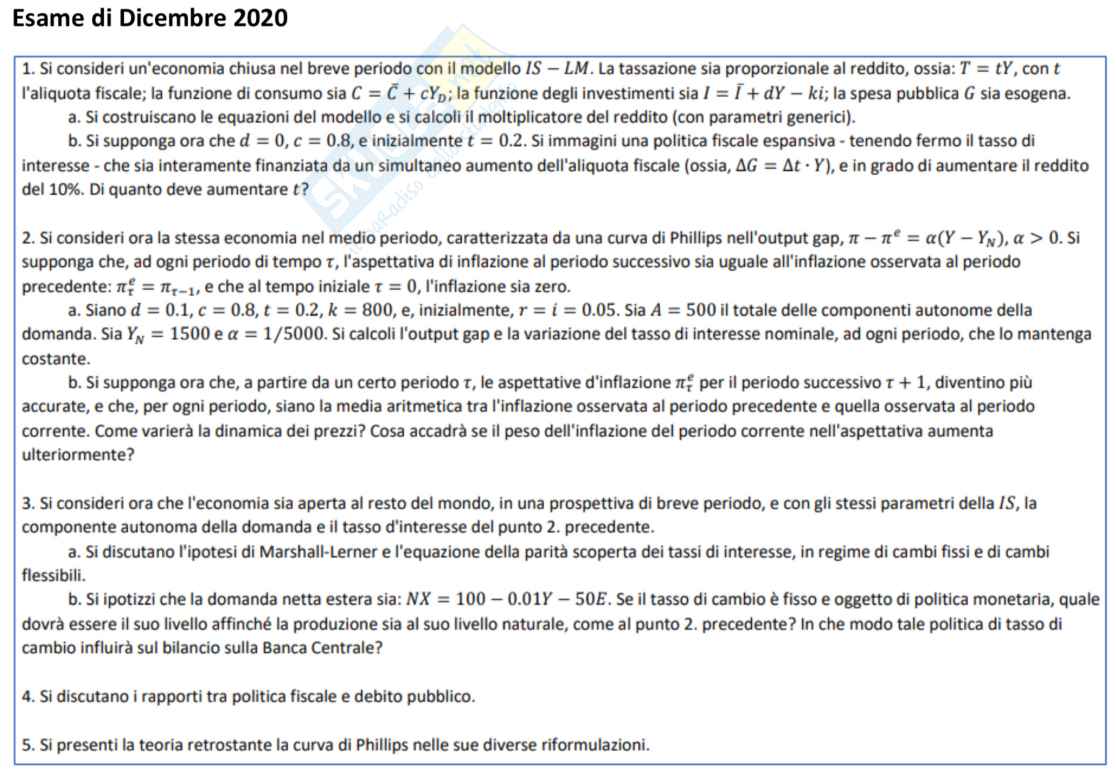 Soluzione esame Macroeconomia Dicembre 2020 (Q-Z) Pag. 1