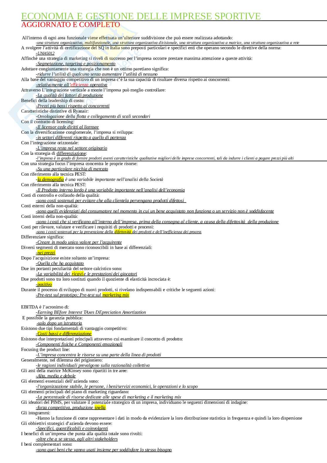 Paniere Economia e gestione delle imprese. Aggiornato e completo. In ordine Pag. 1
