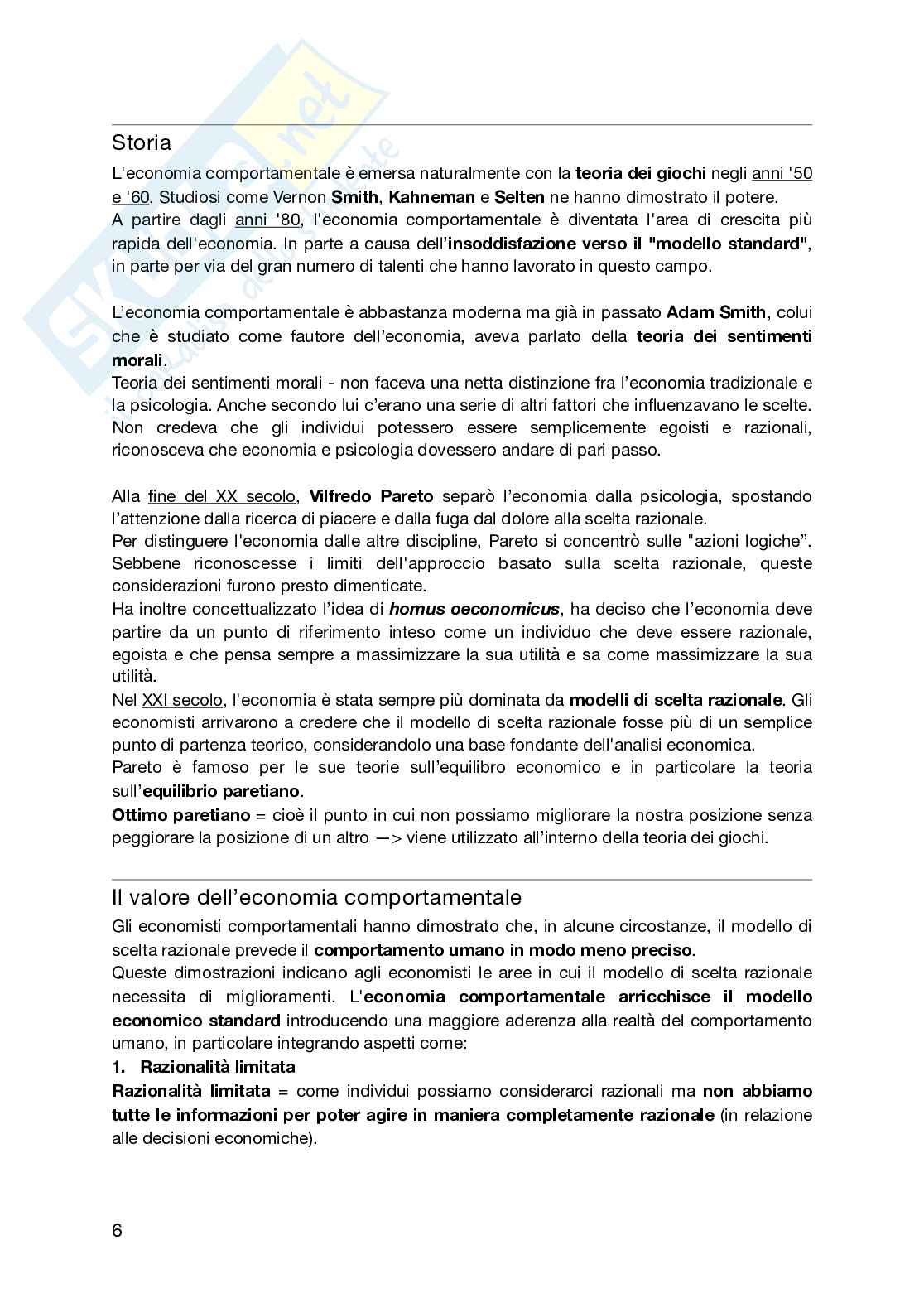 Appunti delle lezioni Fondamenti di economia comportamentale  Pag. 6