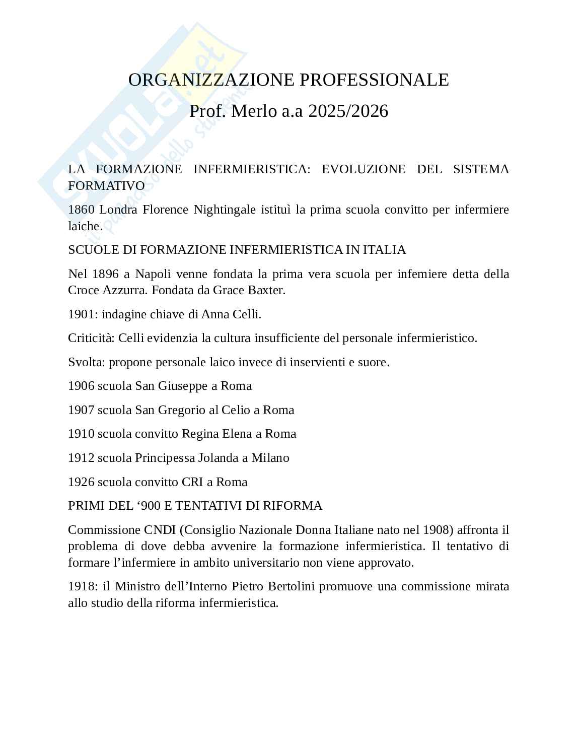  Formazione infermieristica: evoluzione del sistema formativo Pag. 1