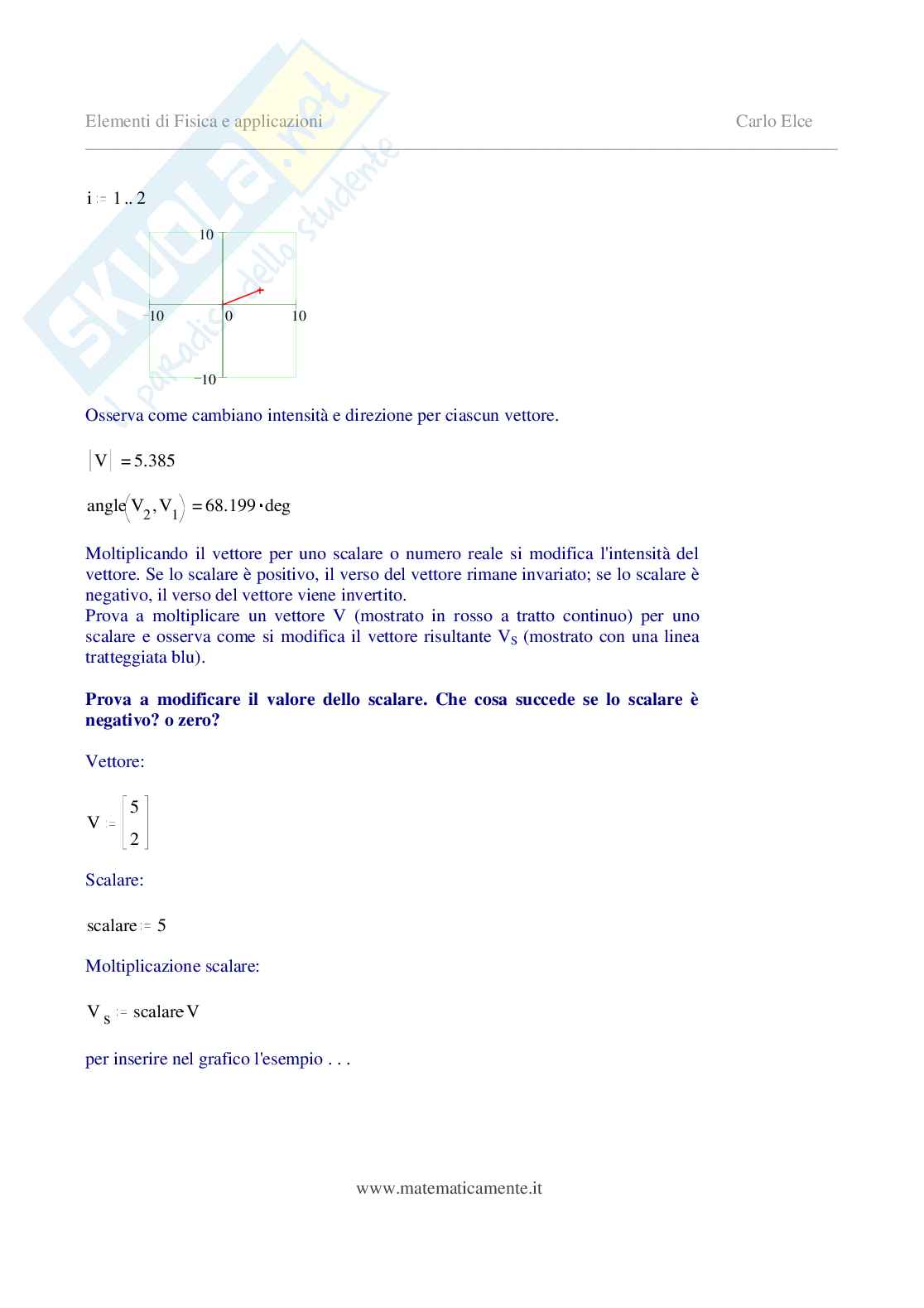 Nozioni di base sui vettori Pag. 2