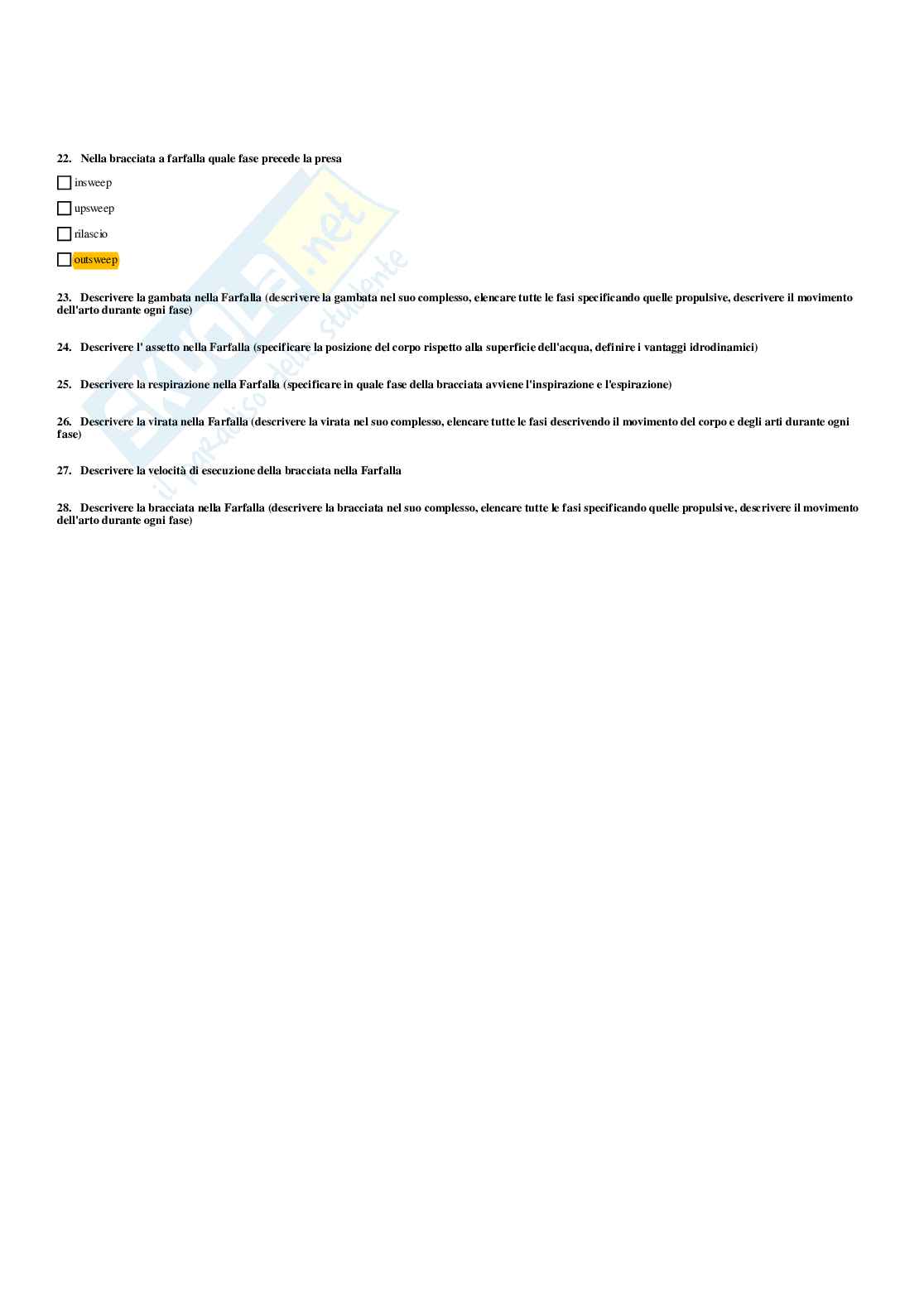 Paniere Teoria e didattica degli sport natatori (2026) - Risposte multiple corrette Pag. 21