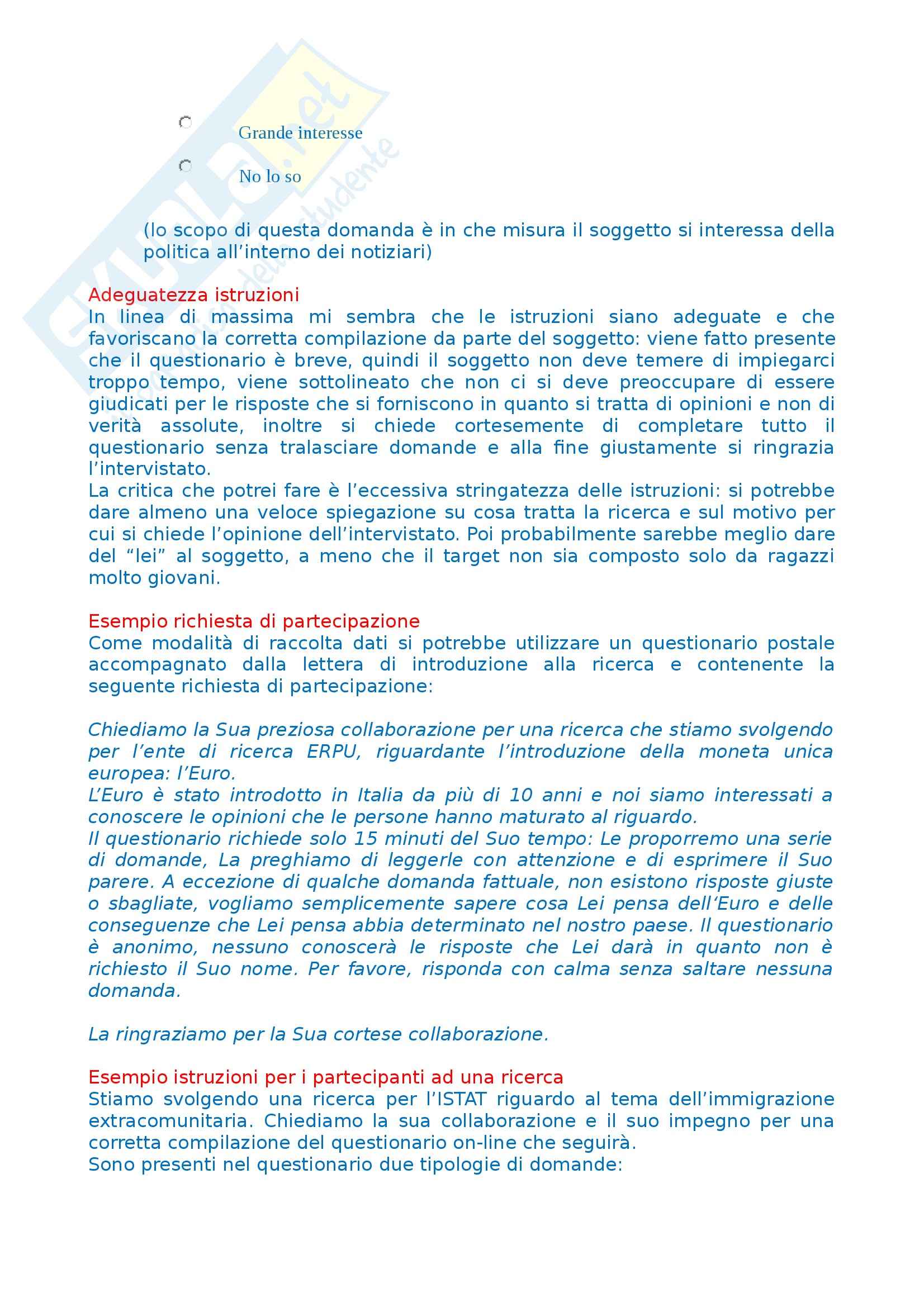 Tecniche dell'intervista e del questionario - Esercitazione Pag. 21
