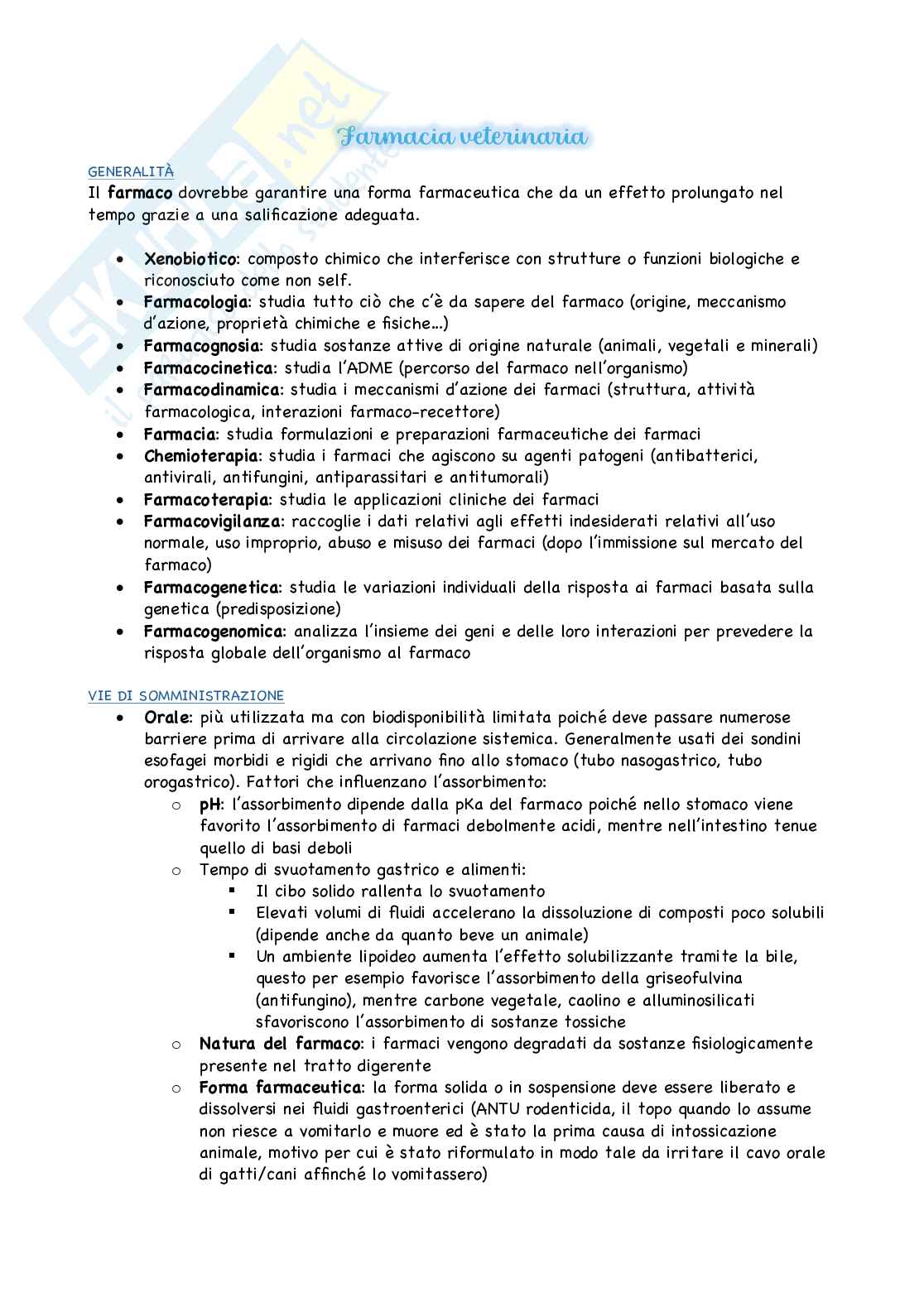 Appunti Farmacia veterinaria Pag. 1