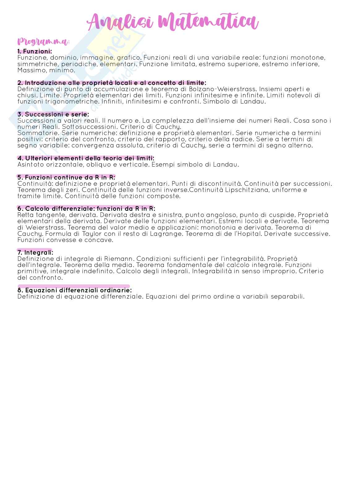 Teoria di Analisi matematica 1 Pag. 1
