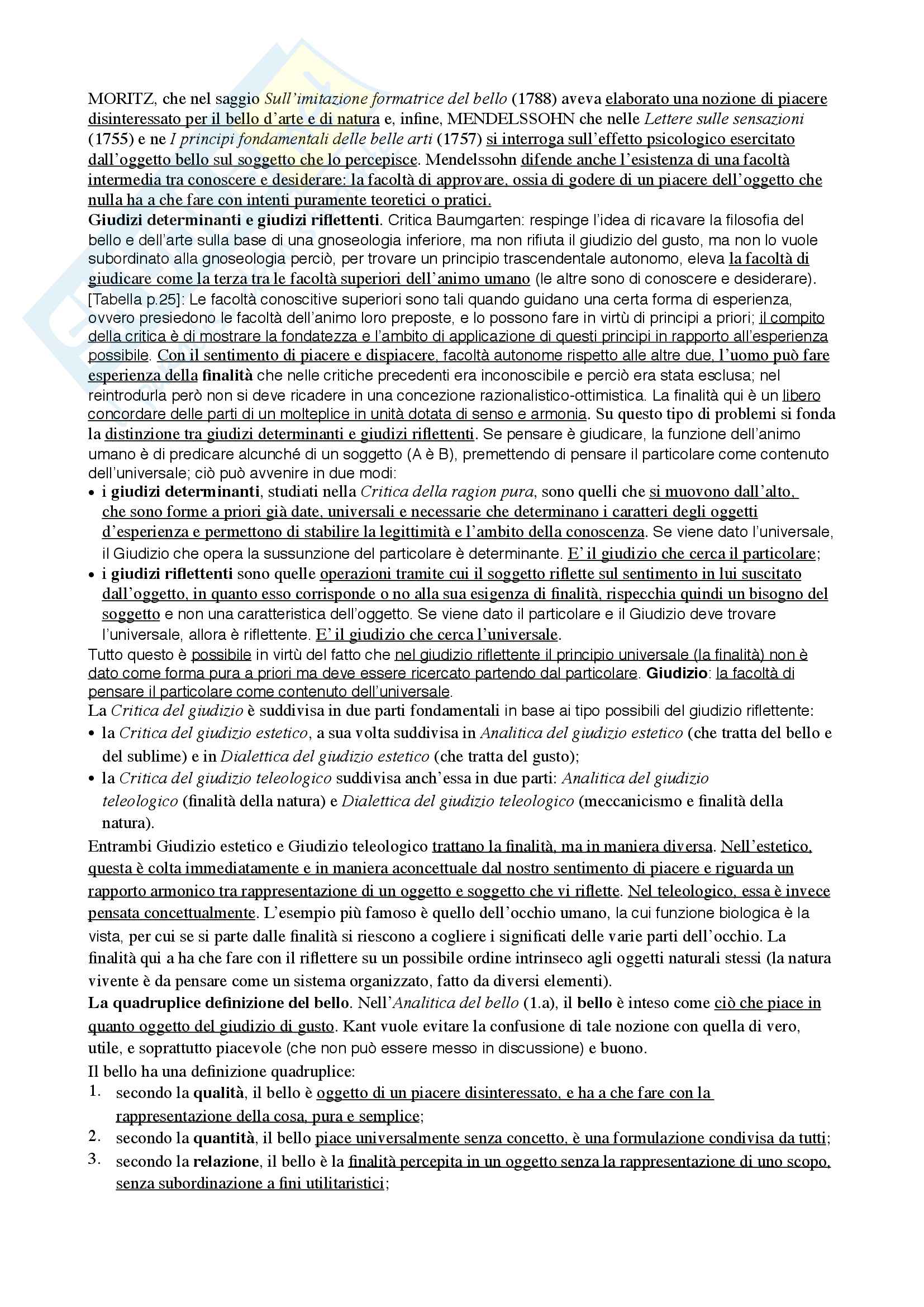 Riassunto esame Estetica, prof. Vercellone, libro consigliato Storia dell'estetica moderna e contemporanea, Bertinetto, Garelli, Vercellone Pag. 2