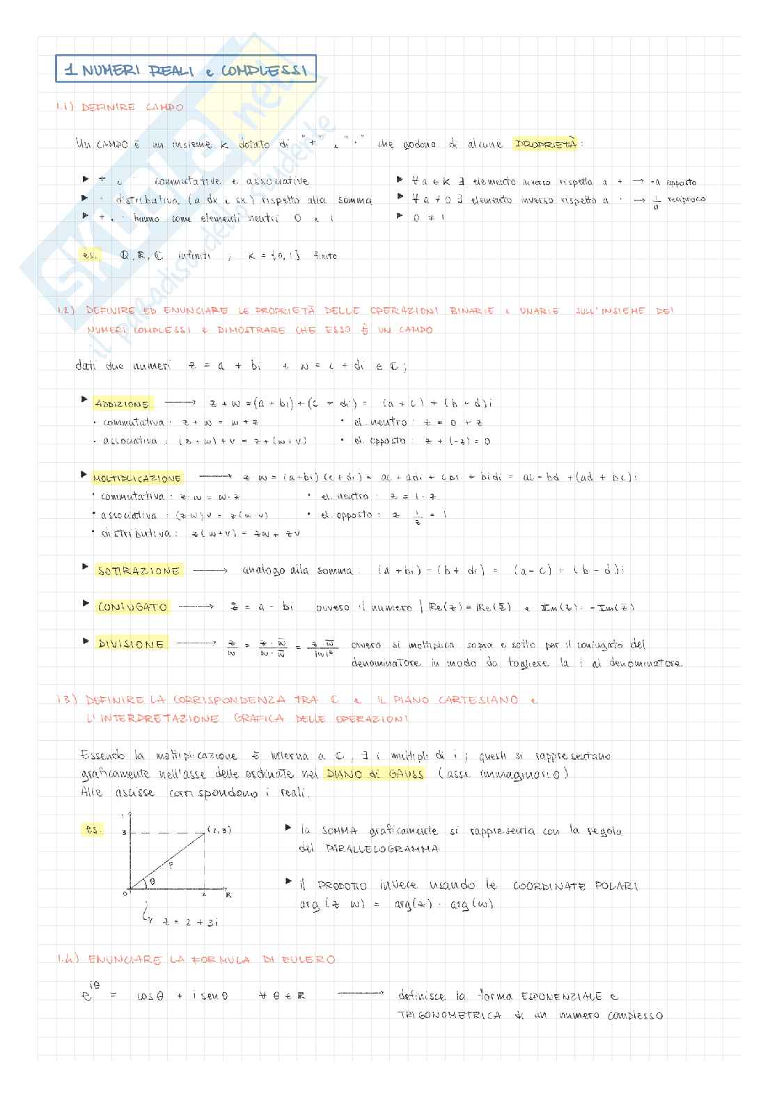 Appunti per l'orale di Algebra lineare   Pag. 1