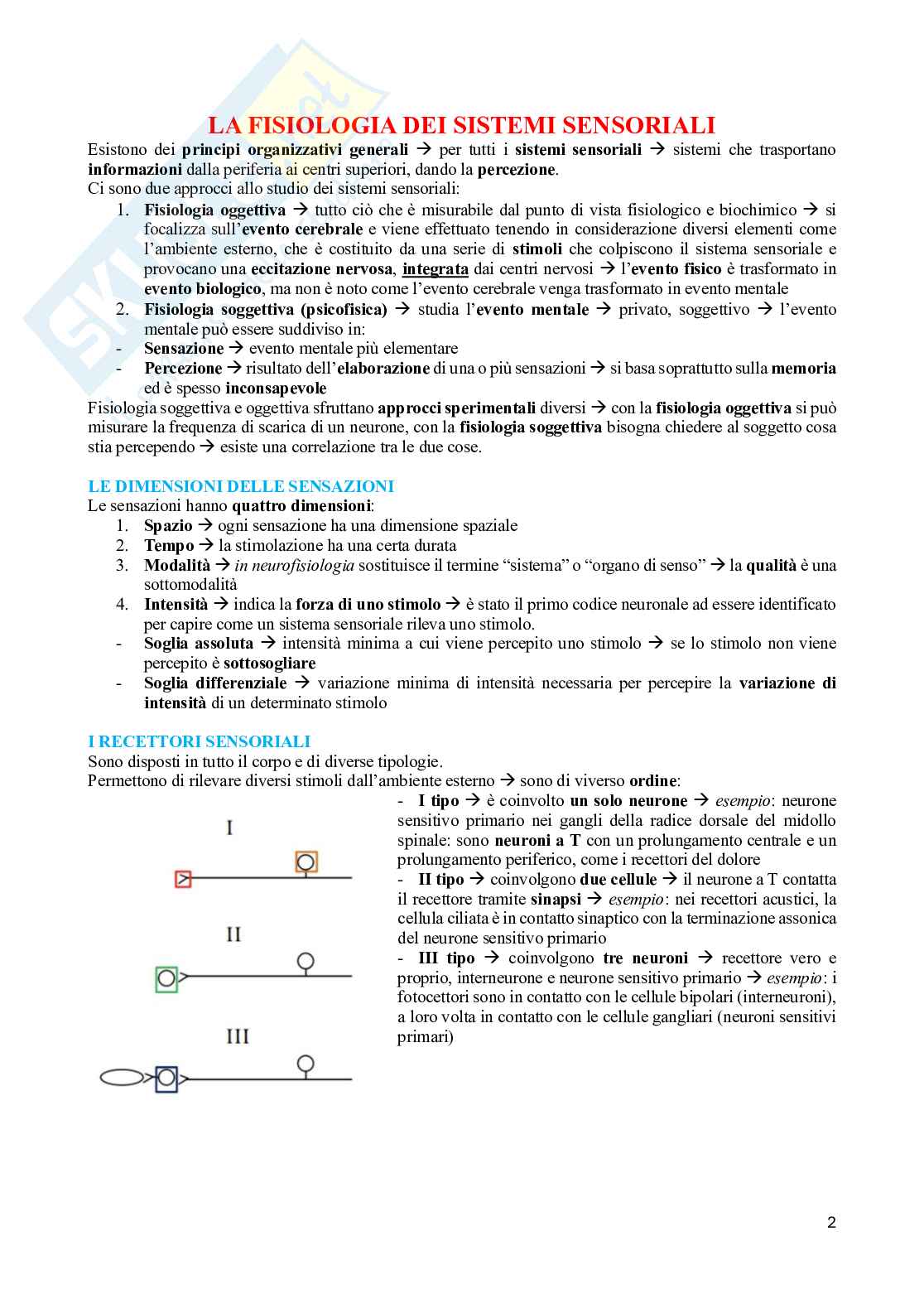 Fisiologia sensoriale Pag. 2