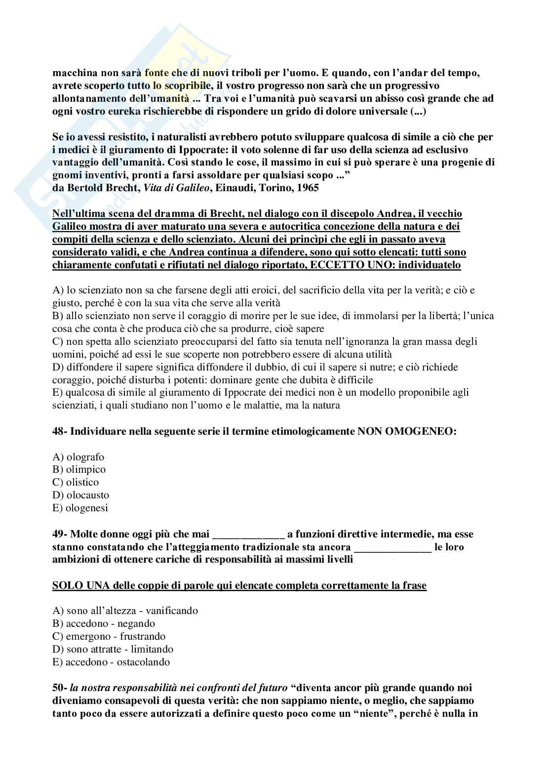 1999 Veterinaria: test di ammissione Pag. 11