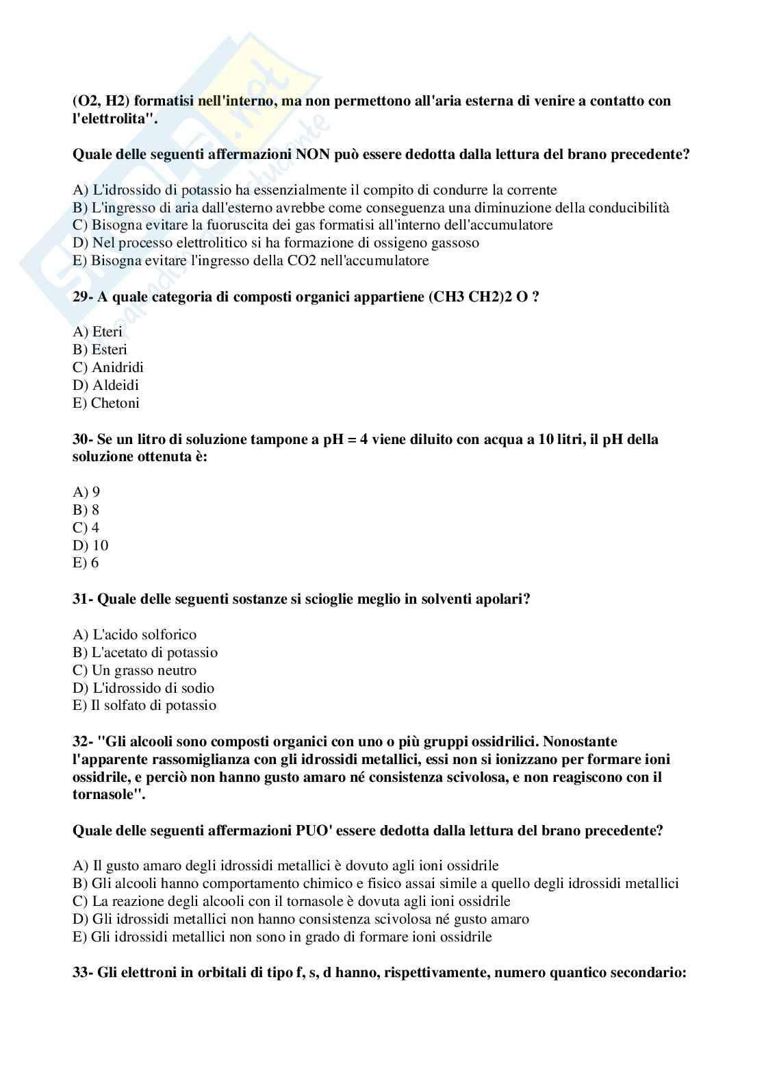 1999 Veterinaria: test di ammissione Pag. 6
