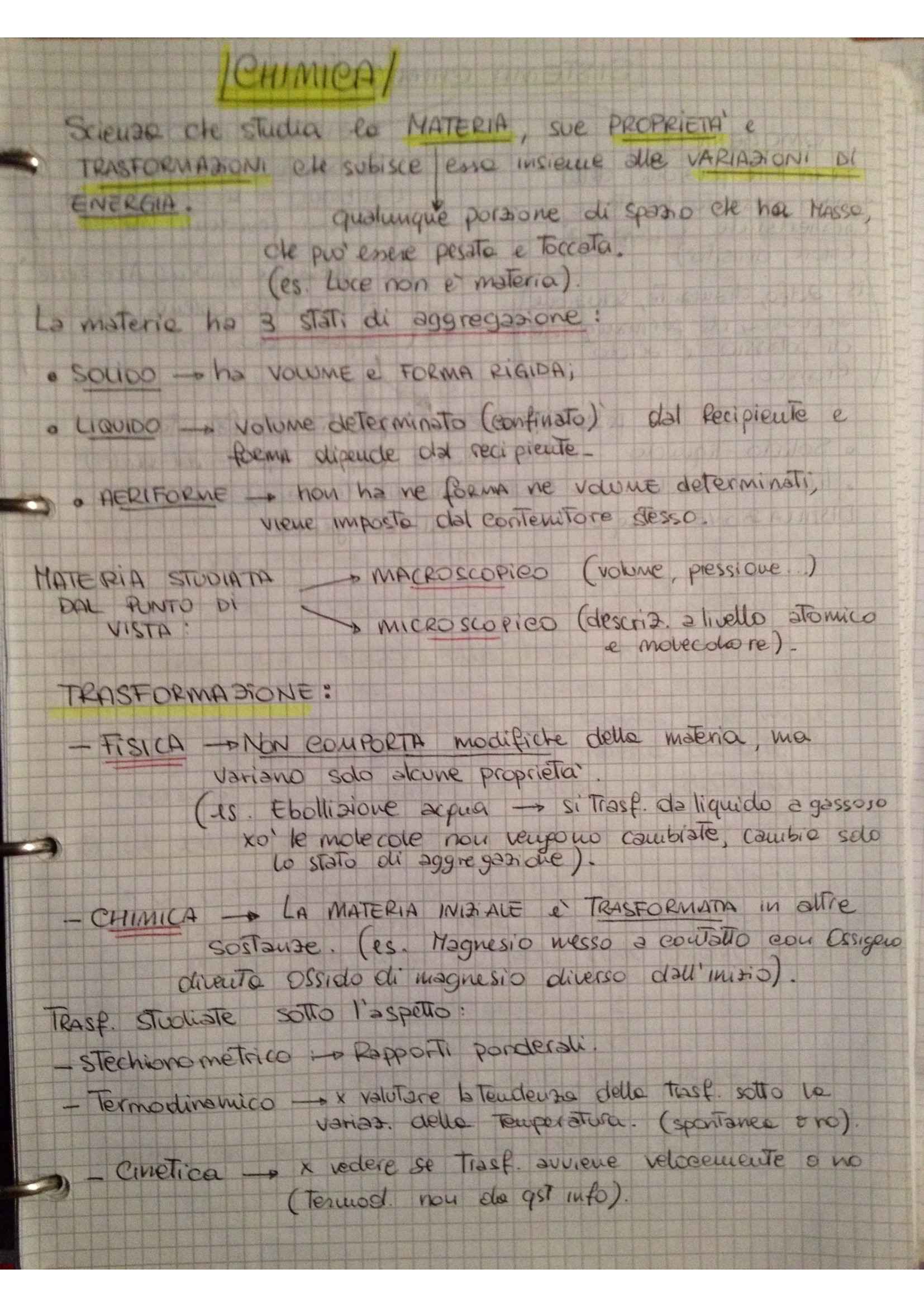 Fondamenti di chimica - introduzione alla chimica e atomo Pag. 1