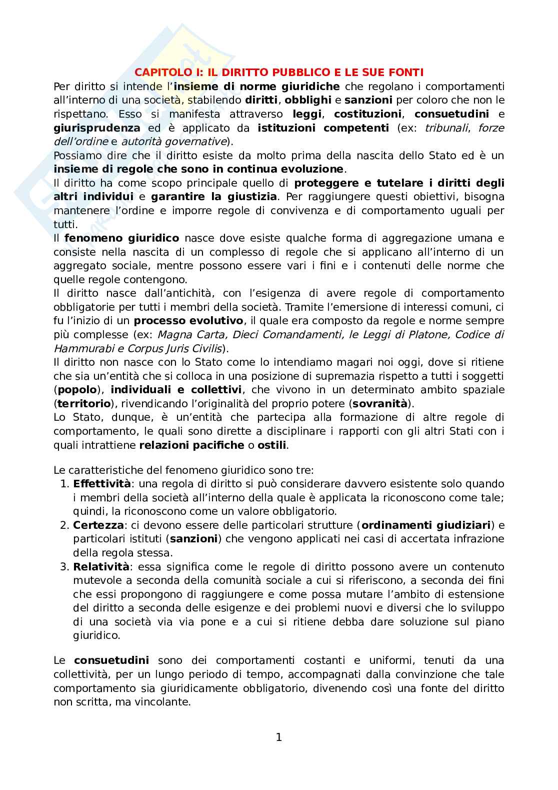 Diritto costituzionale generale Pag. 1