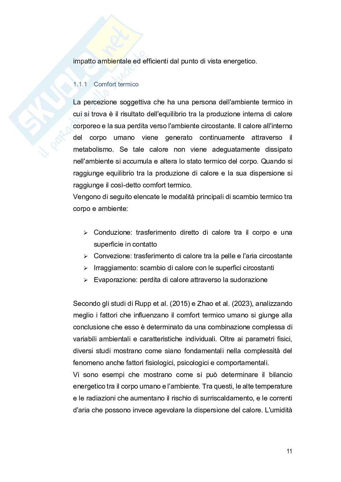 Climatizzazione: modelli di comfort termico ed analisi dello stato dell'arte Pag. 11