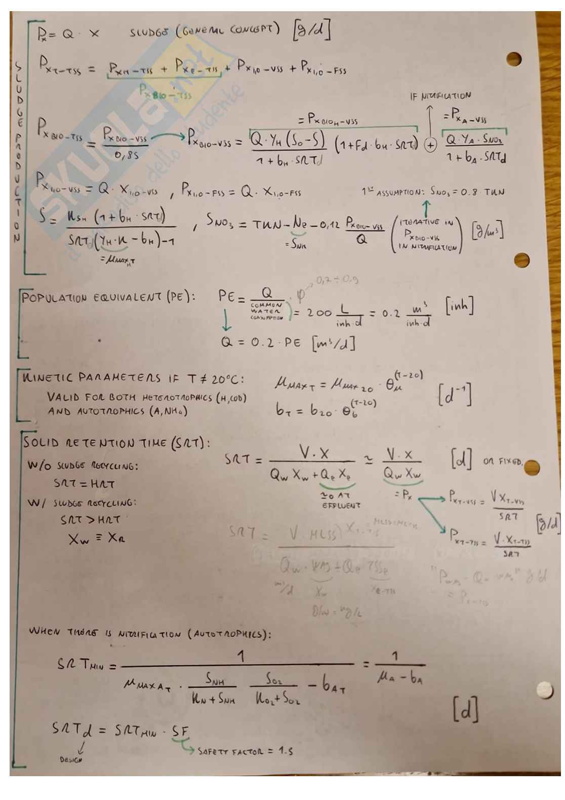 Formulario di Water and wastewater treatment (intero corso per Environmental engineering) Pag. 2