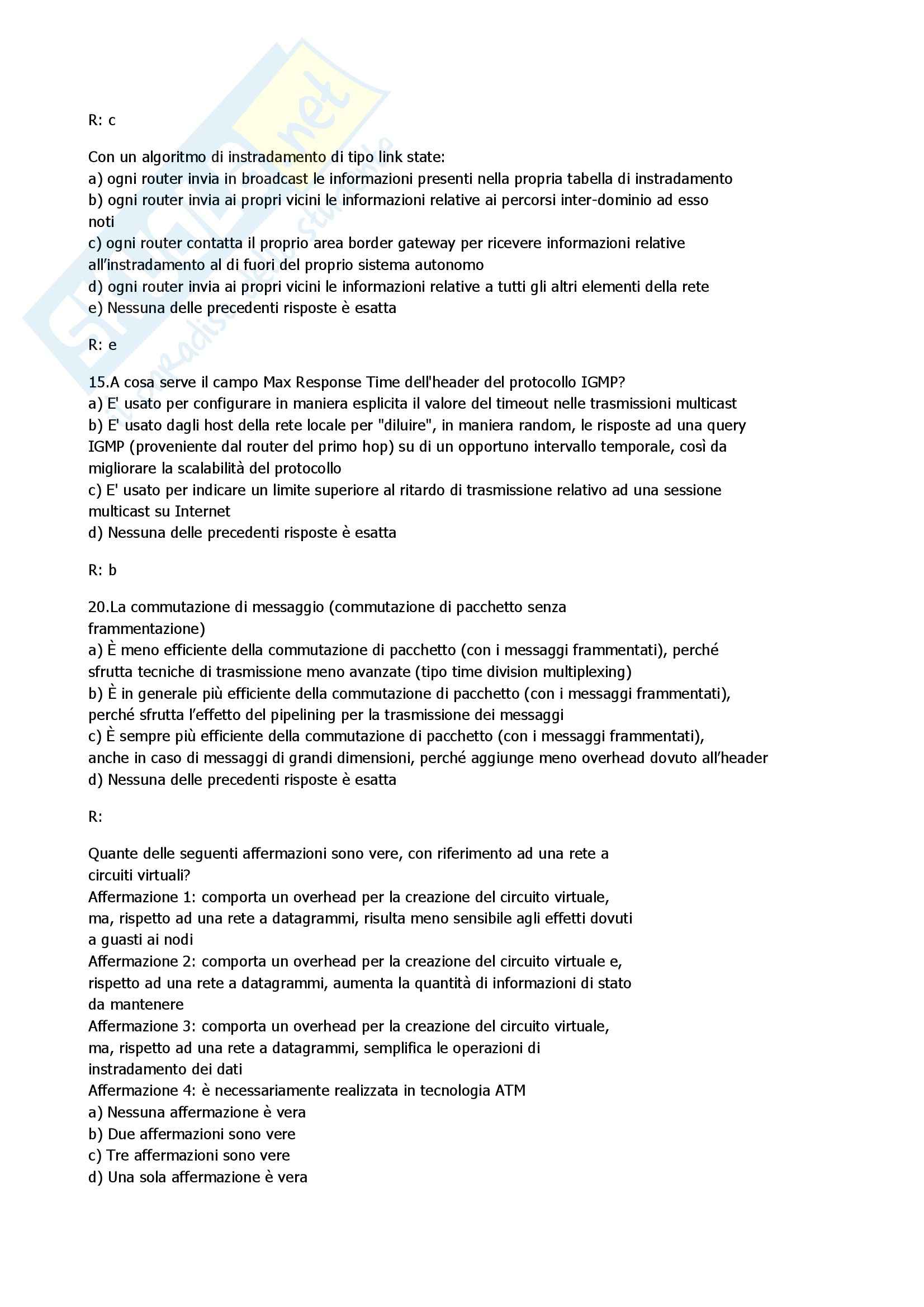 Reti di Calcolatori - raccolta di domande - esercitazione Pag. 11