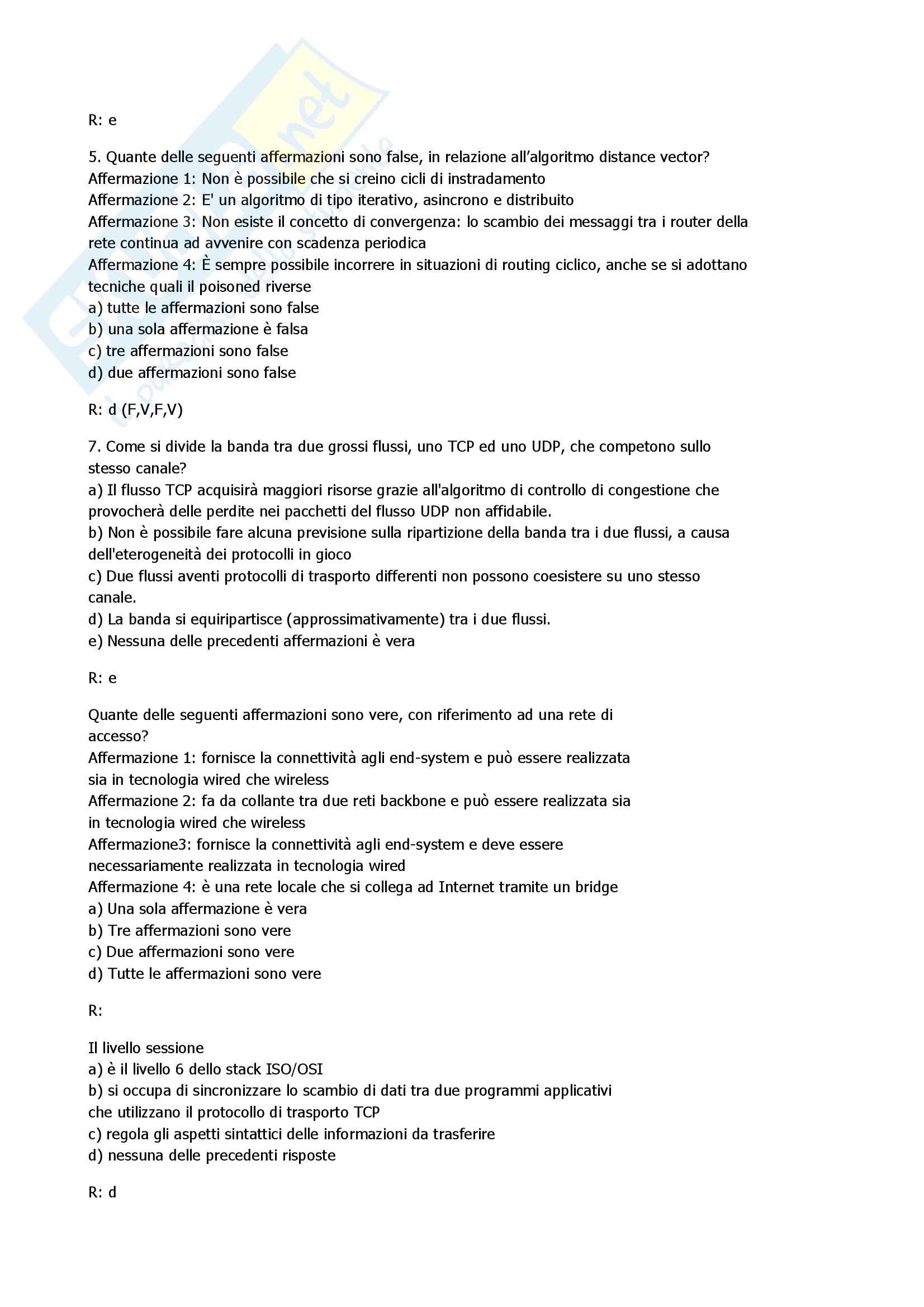 Reti di Calcolatori - raccolta di domande - esercitazione Pag. 21