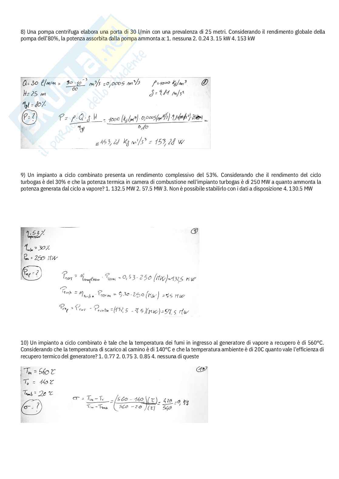 Macchine e sistemi energetici – Esercizi svolti e domande teoriche chiuse fuori paniere – A.A. 2025/2026 Pag. 6