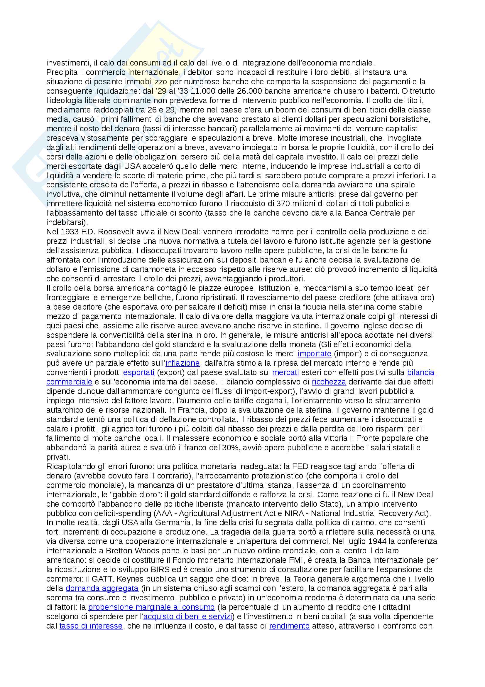 Riassunto esame di Storia dei sistemi economici, prof. Bonoldi, libro consigliato L'Europa verso il mercato globale, Cattini Pag. 21